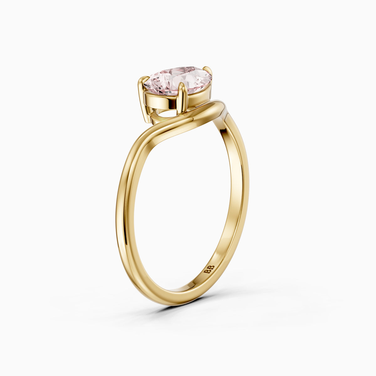 Mavis Pear Cut East West Pink Lab Grown Diamond Solitaire Ring