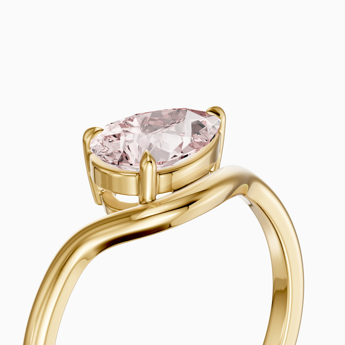 Mavis Pear Cut East West Pink Lab Grown Diamond Solitaire Ring