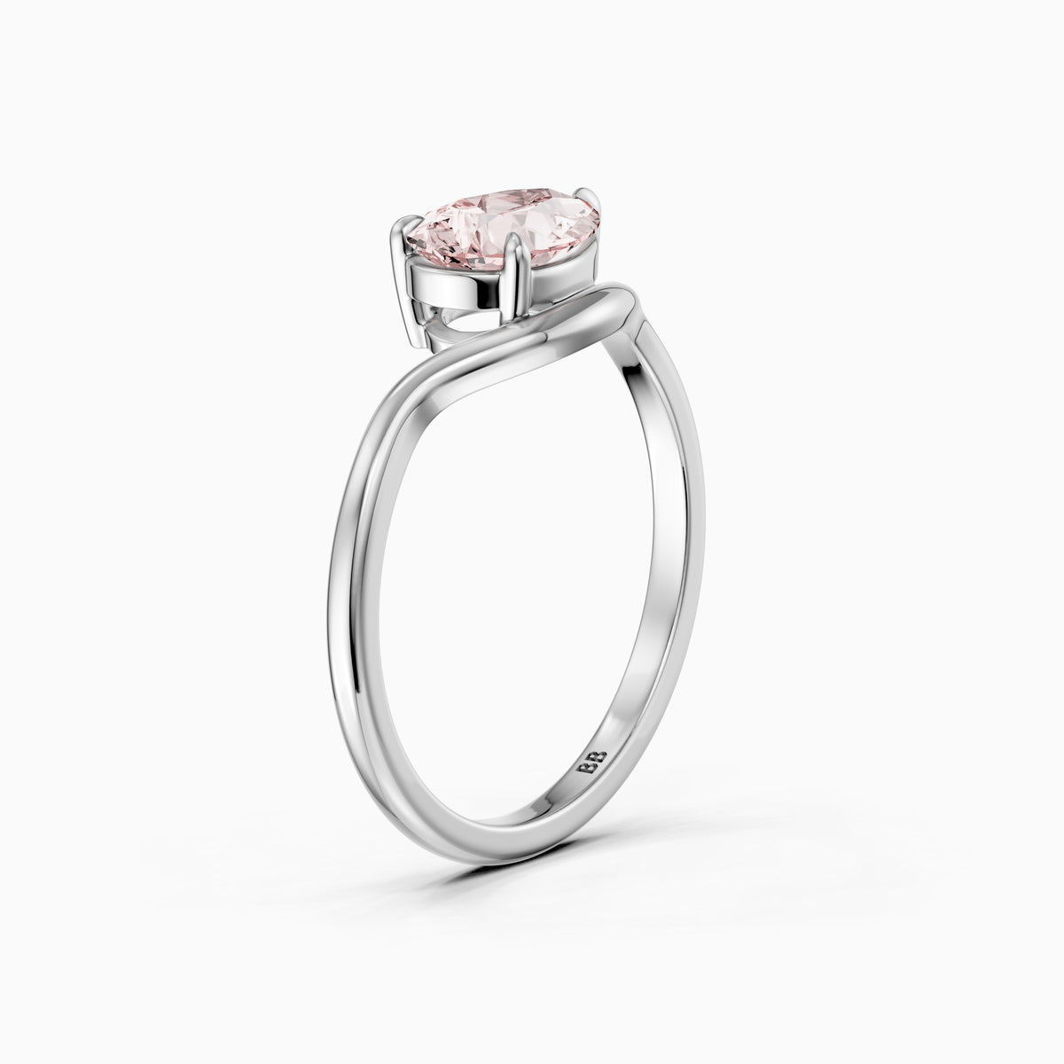 Mavis Pear Cut East West Pink Lab Grown Diamond Solitaire Ring