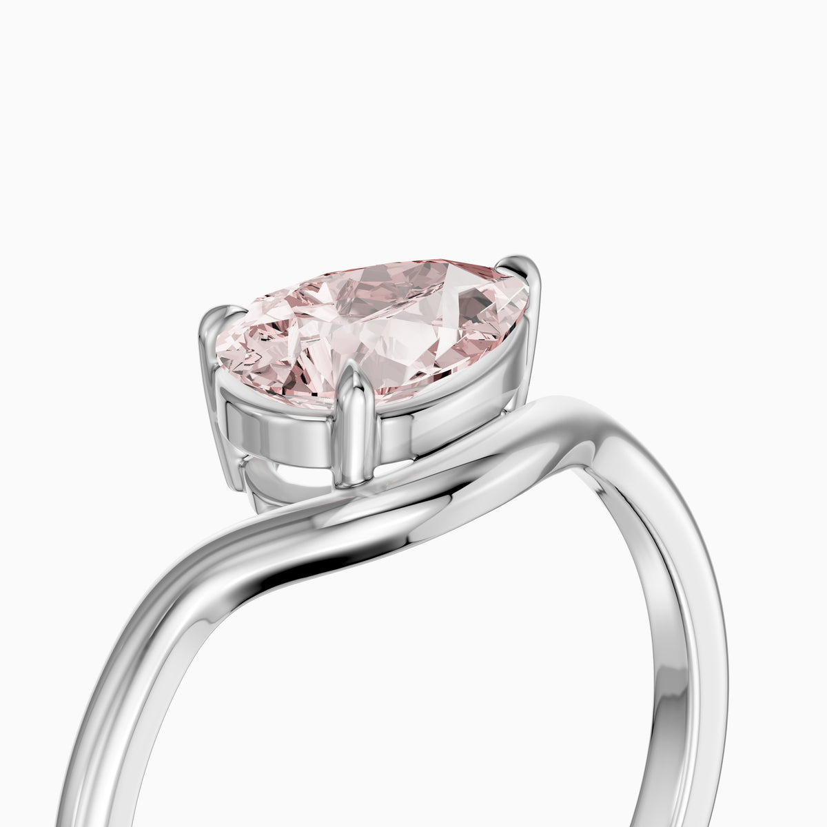 Mavis Pear Cut East West Pink Lab Grown Diamond Solitaire Ring