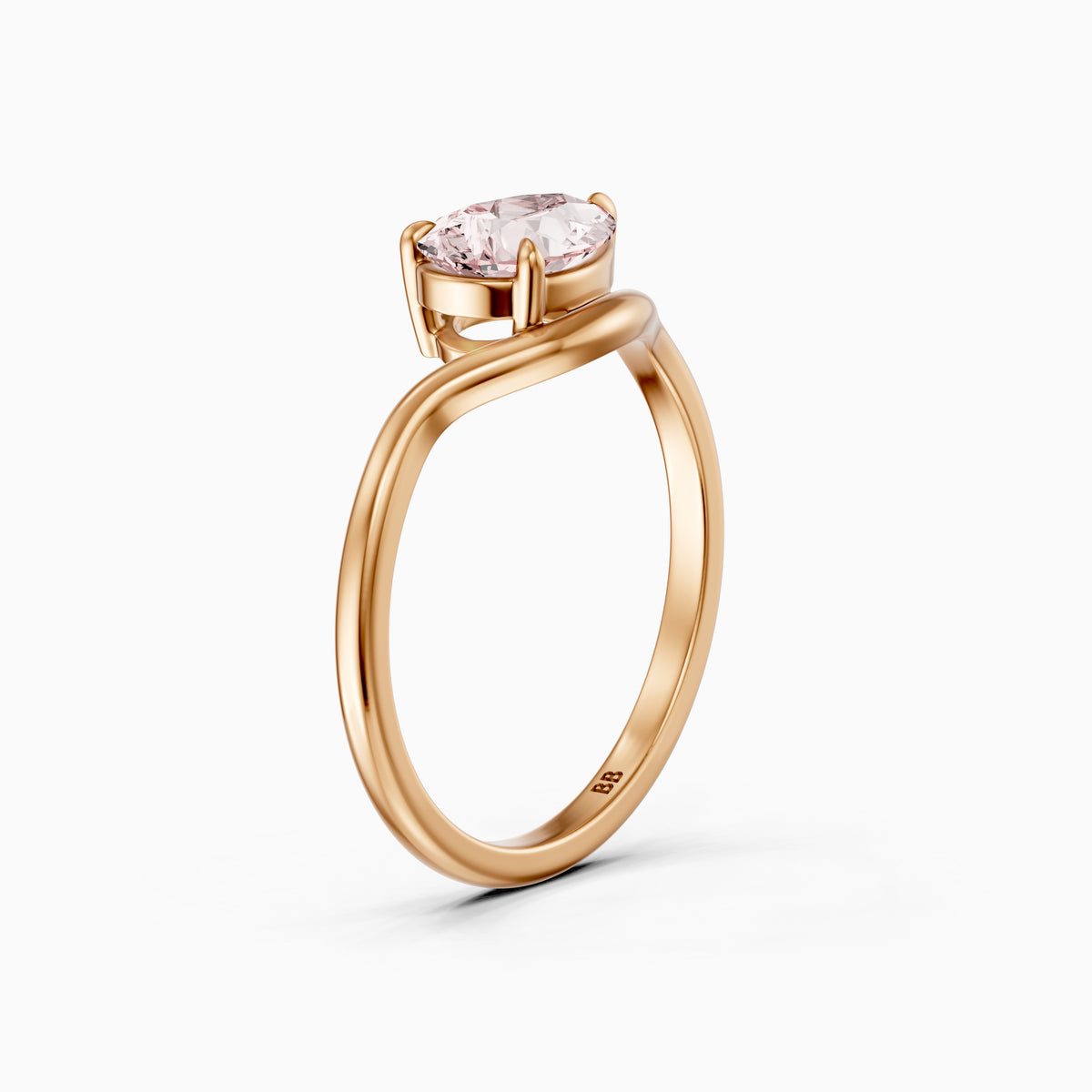 Mavis Pear Cut East West Pink Lab Grown Diamond Solitaire Ring