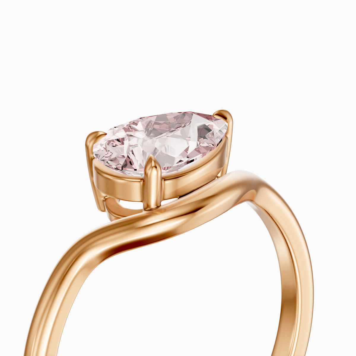 Mavis Pear Cut East West Pink Lab Grown Diamond Solitaire Ring