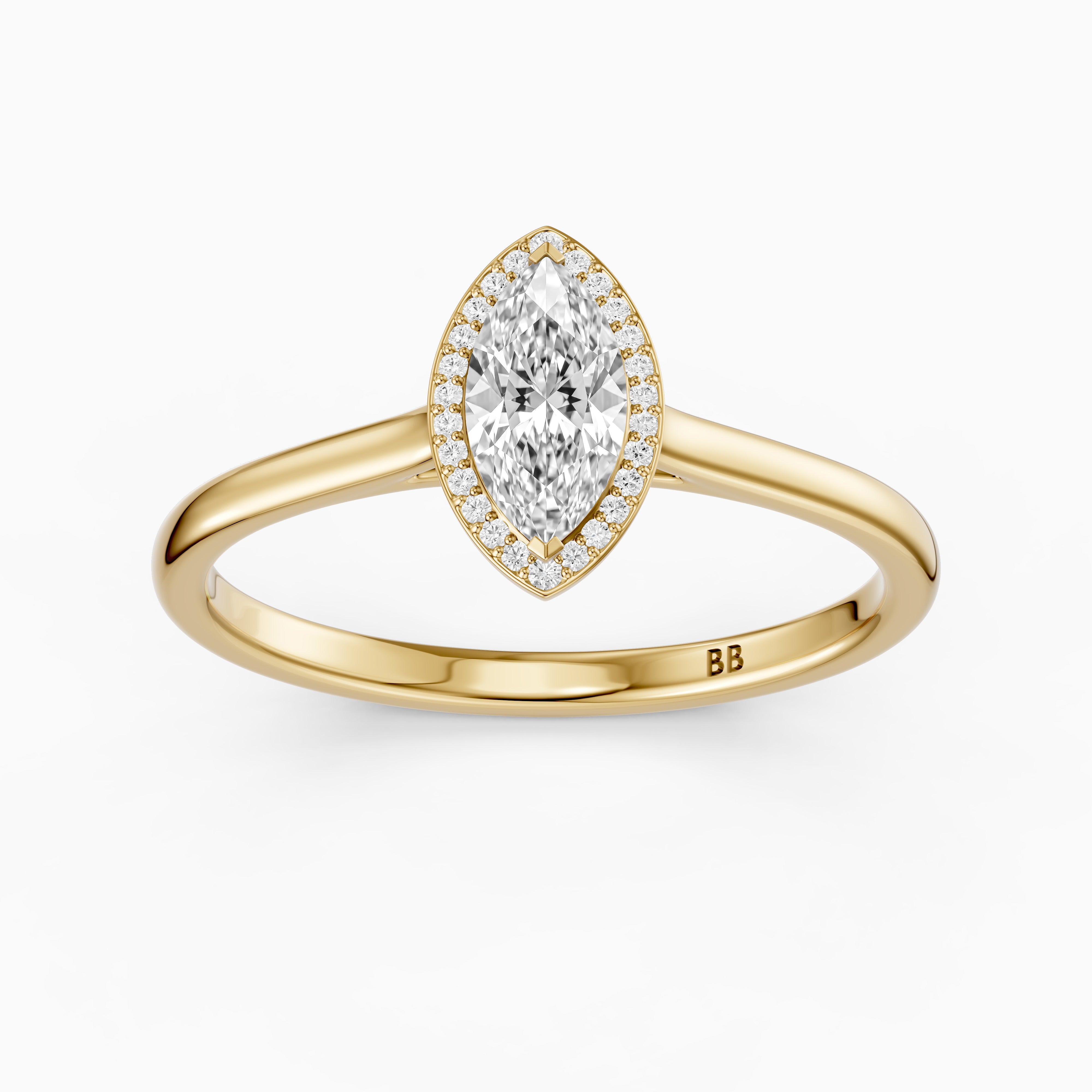 Evelyn Marquise Cut Halo Low Profile Lab Grown Diamond Ring