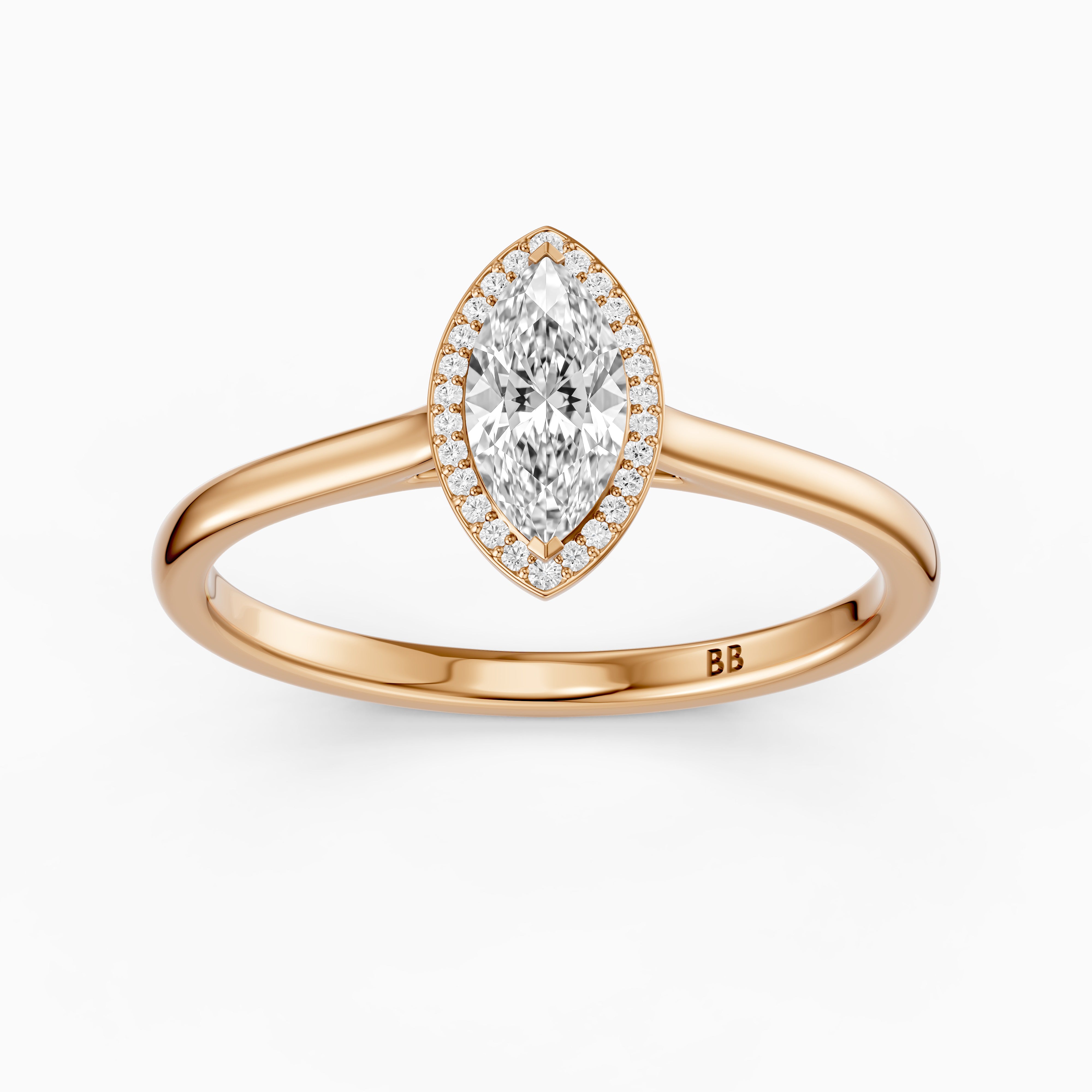Evelyn Marquise Cut Halo Low Profile Lab Grown Diamond Ring