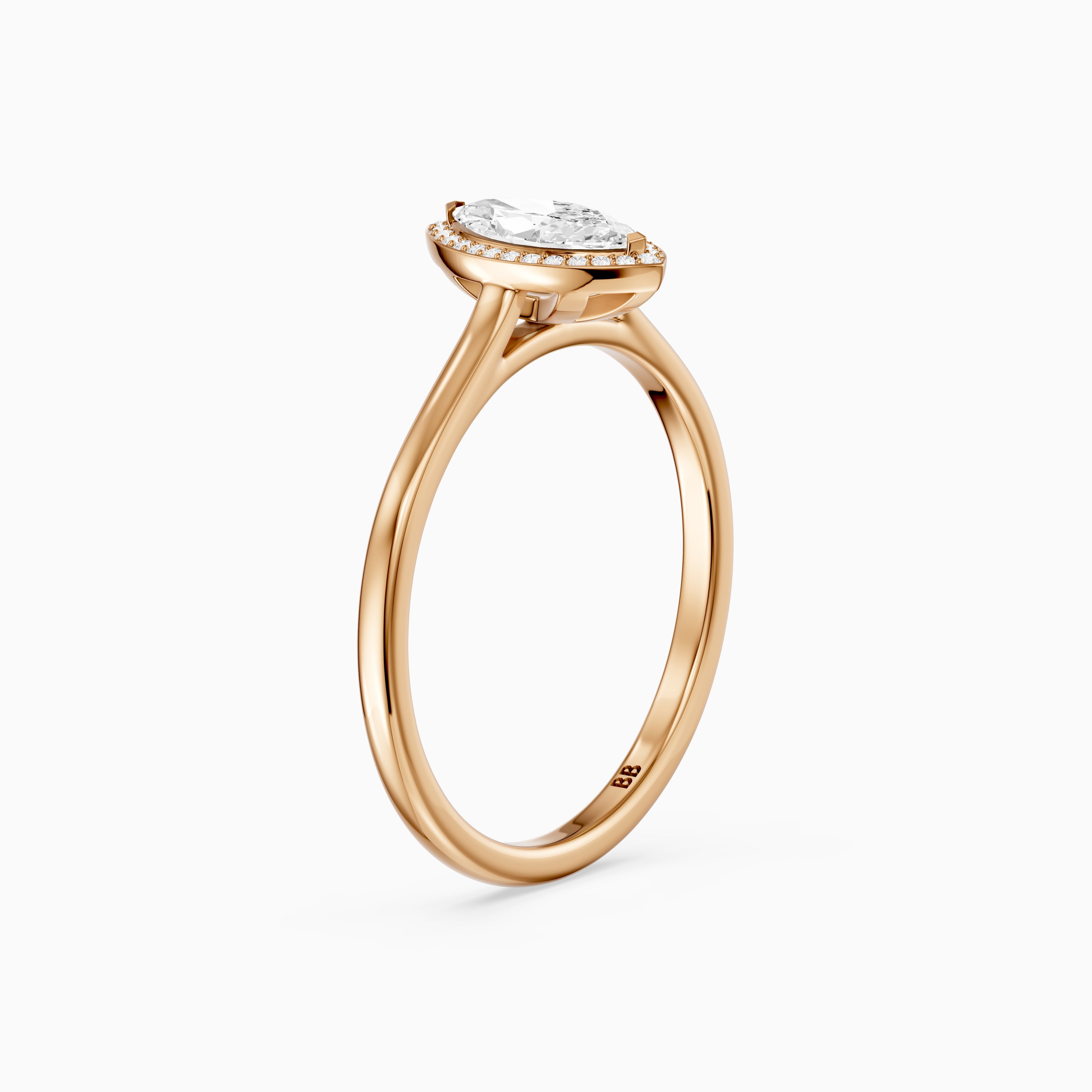 Evelyn Marquise Cut Halo Low Profile Lab Grown Diamond Ring
