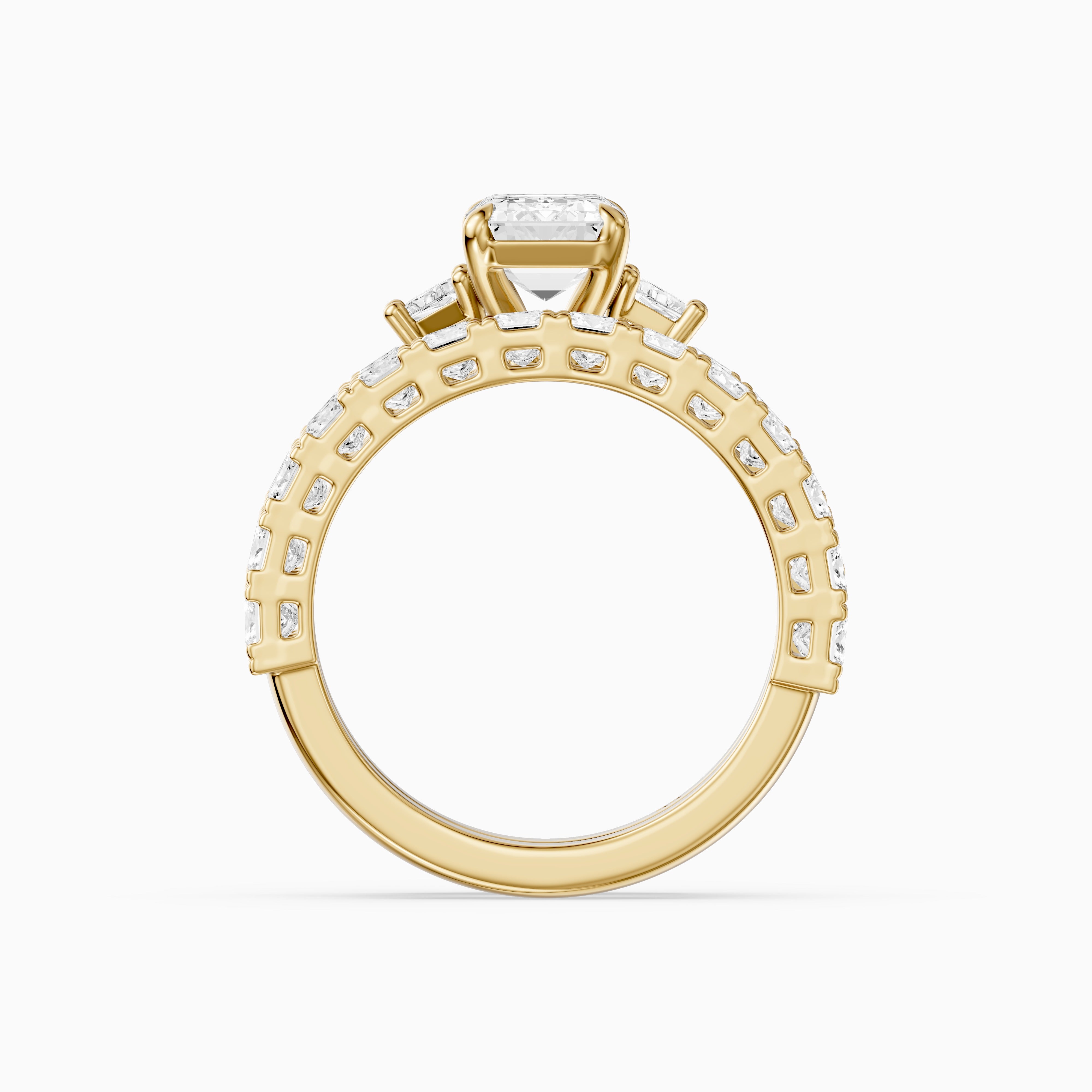 Romilly Emerald Cut Lab Grown Diamond Wide Princess Cut Bridal Set