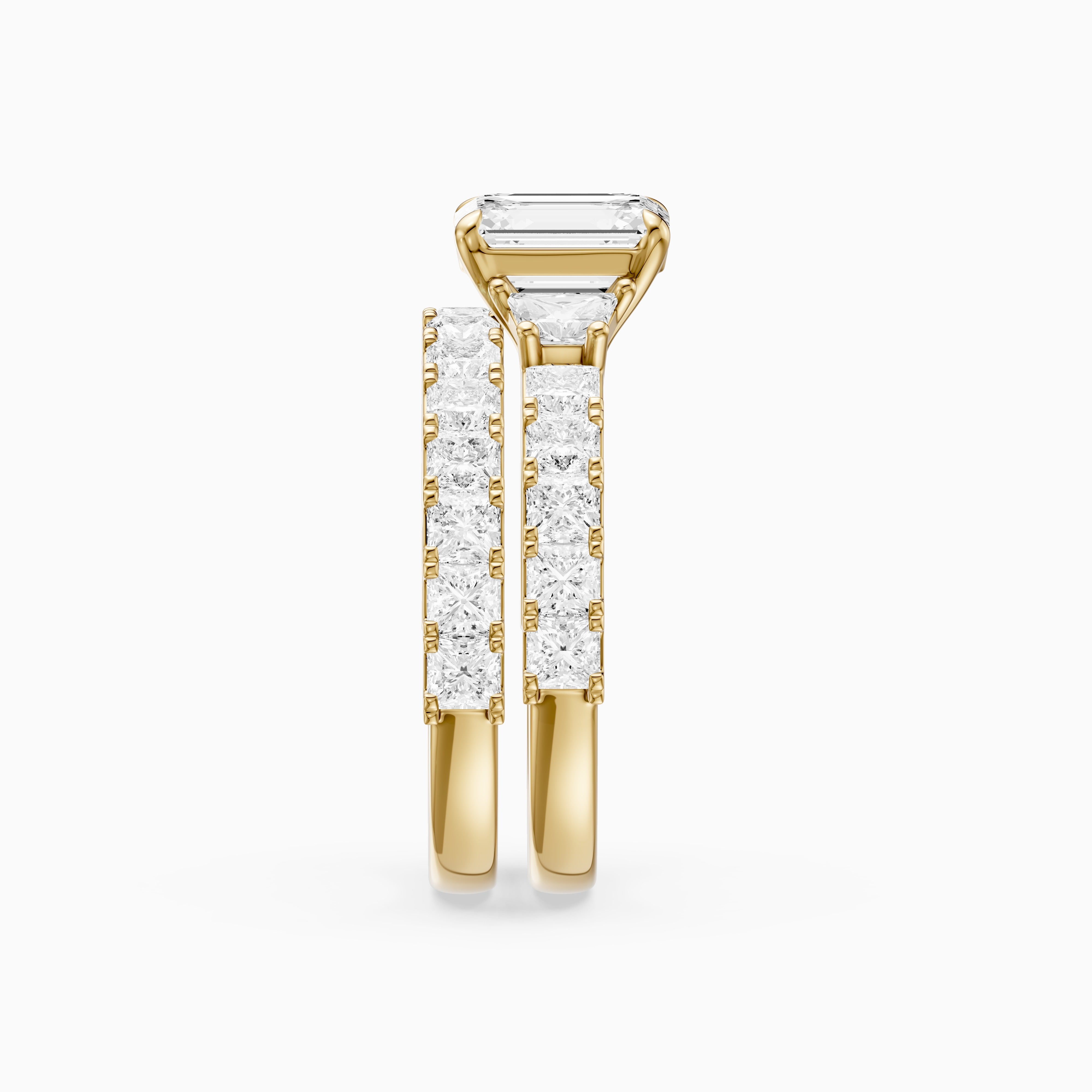 Romilly Emerald Cut Lab Grown Diamond Wide Princess Cut Bridal Set