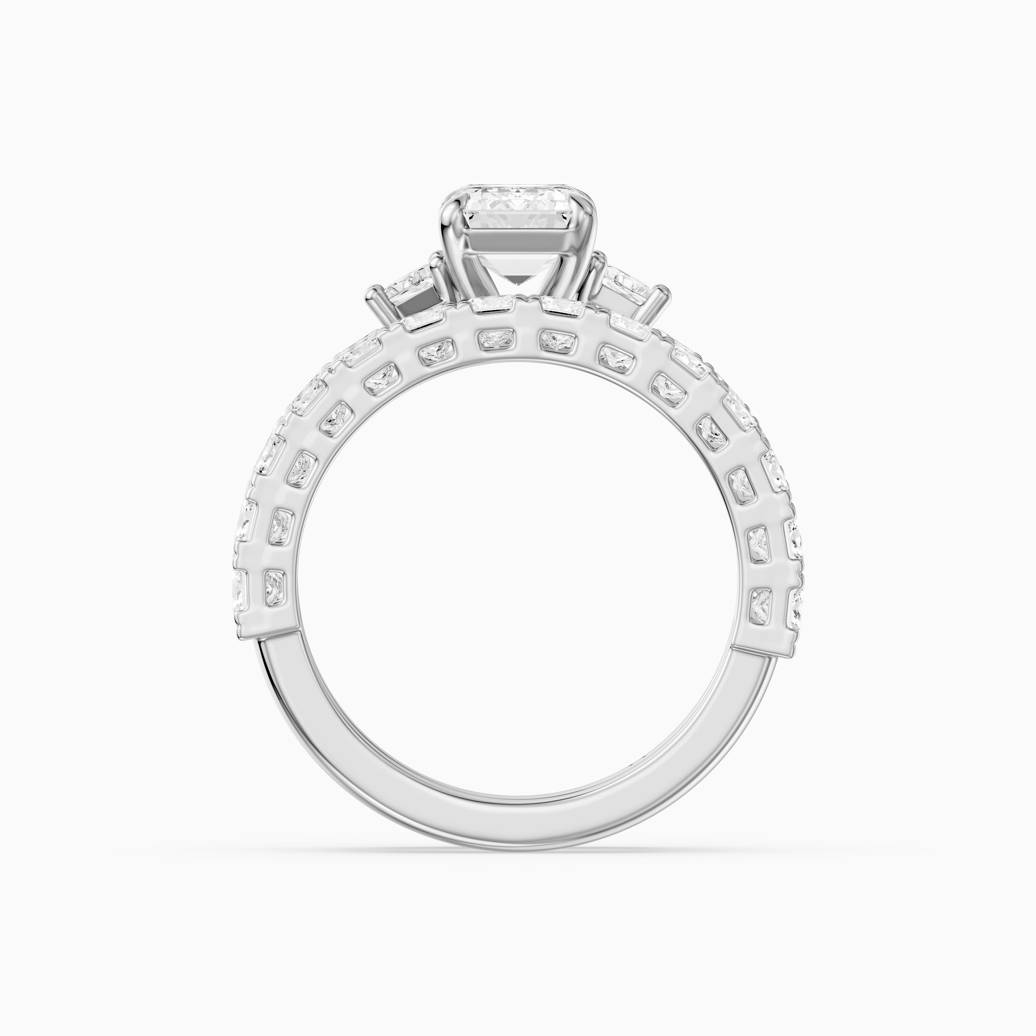 Romilly Emerald Cut Lab Grown Diamond Wide Princess Cut Bridal Set
