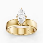 Leonor Marquise Cut Lab Diamond Solitaire Prong Set Cigar Band