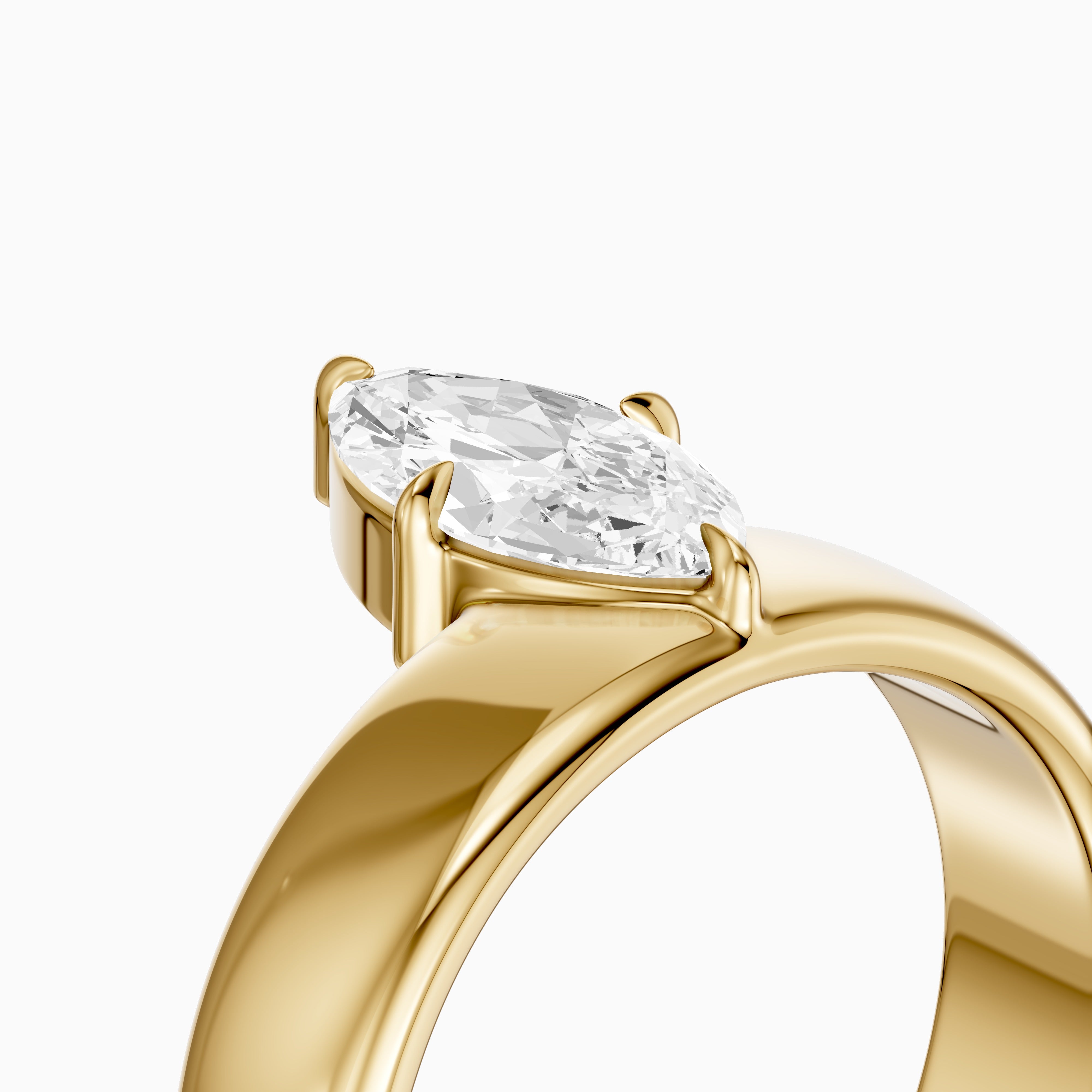 Leonor Marquise Cut Lab Diamond Solitaire Prong Set Cigar Band