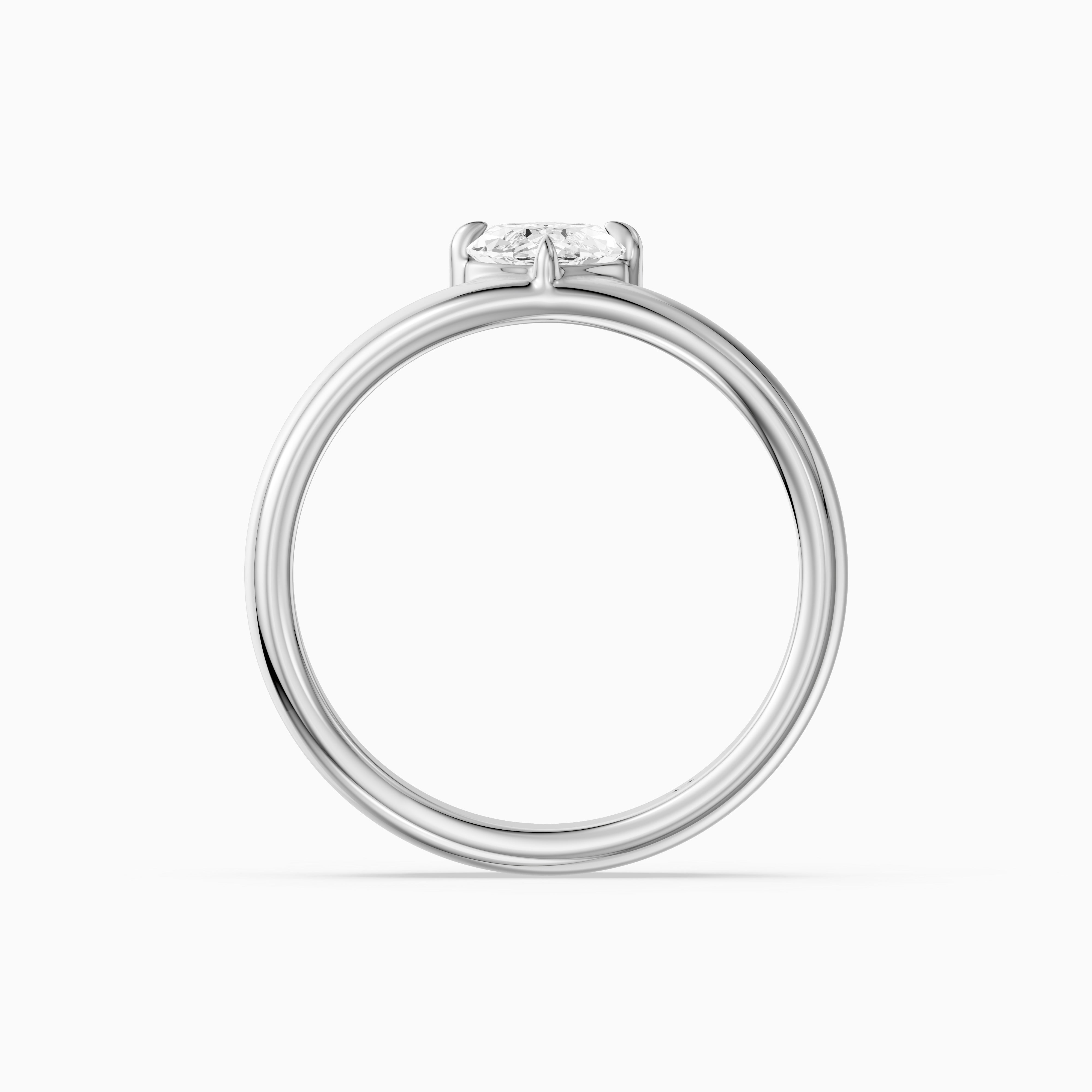 Leonor Marquise Cut Lab Diamond Solitaire Prong Set Cigar Band