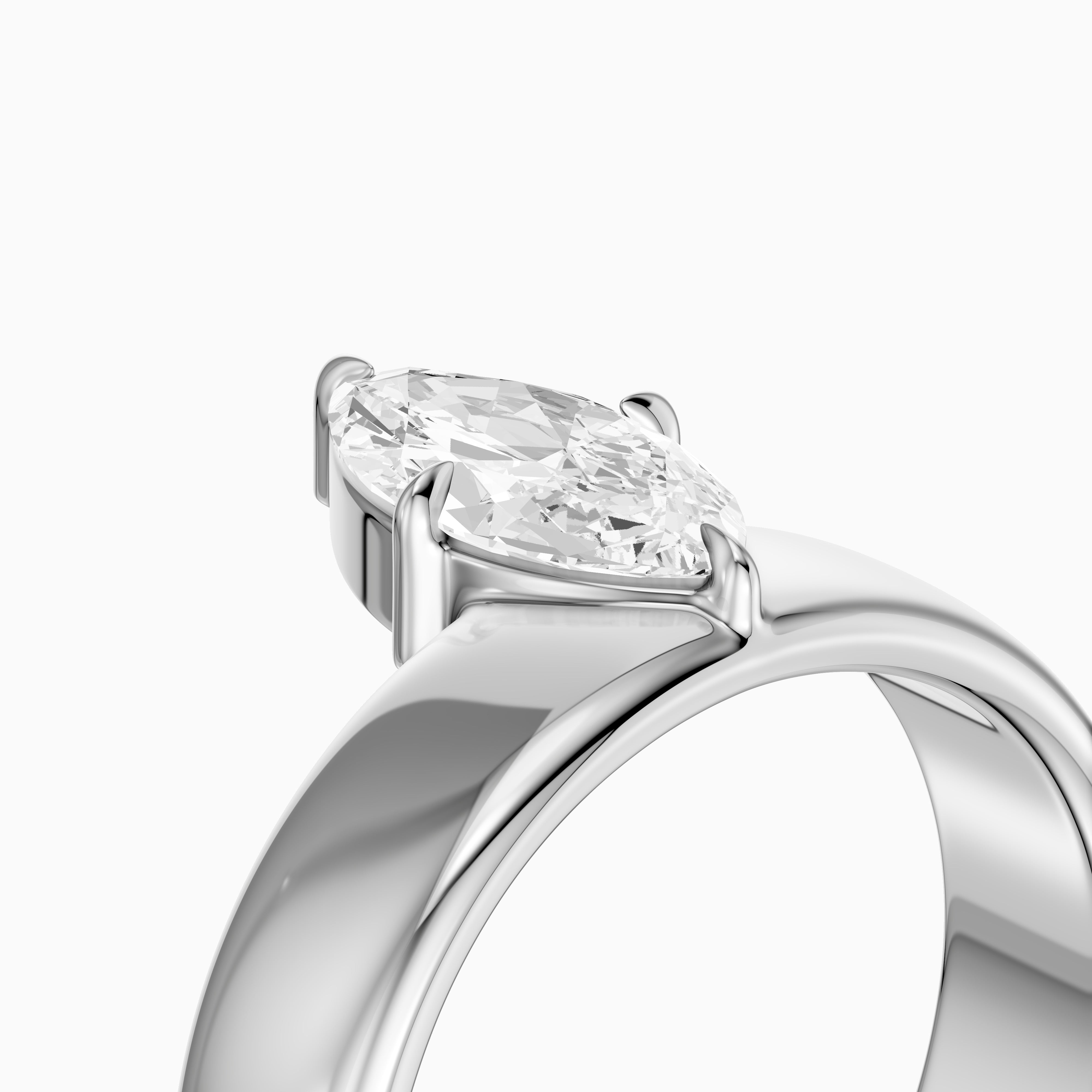 Leonor Marquise Cut Lab Diamond Solitaire Prong Set Cigar Band