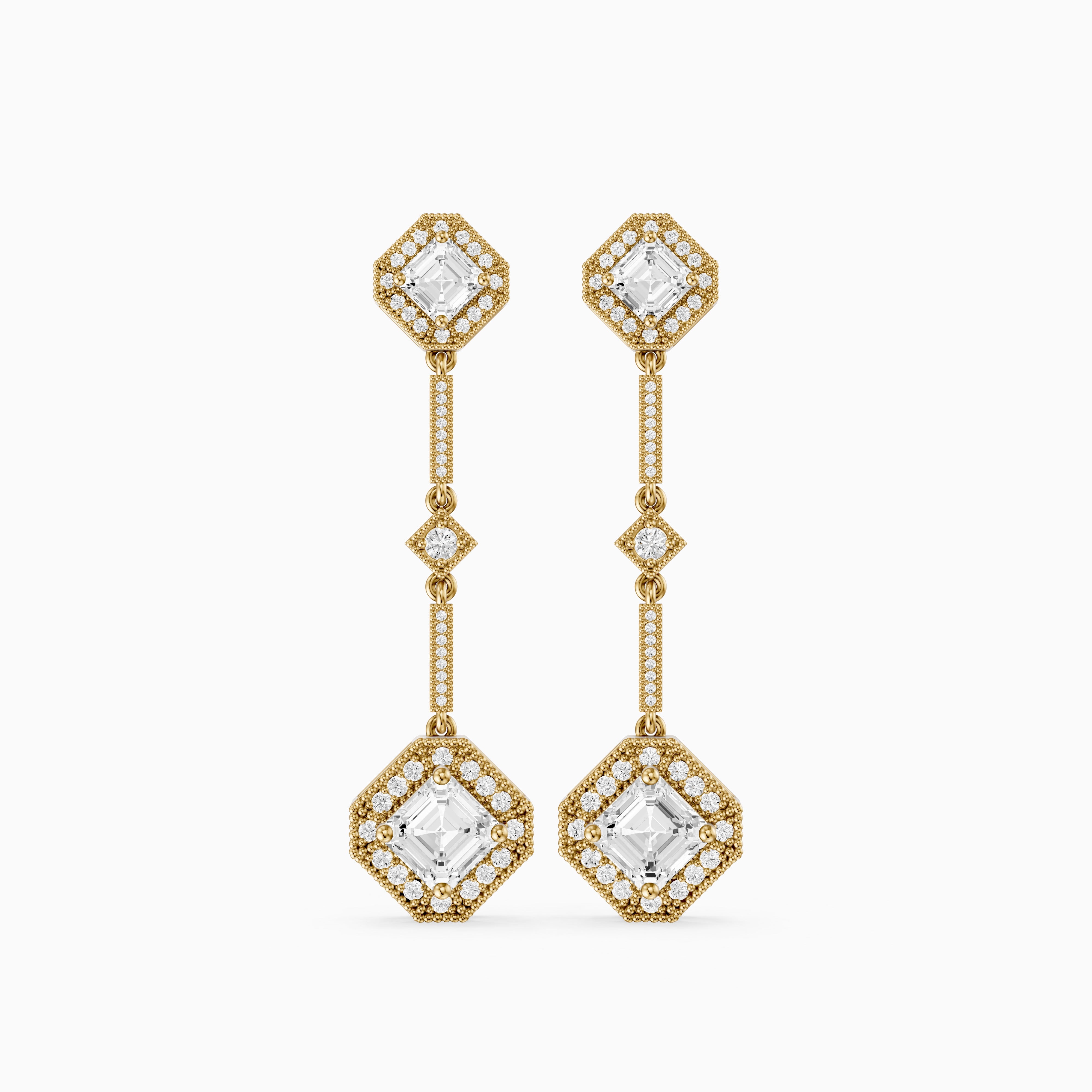 Eileen Asscher Lab Grown Diamond Vintage Halo Drop Earrings