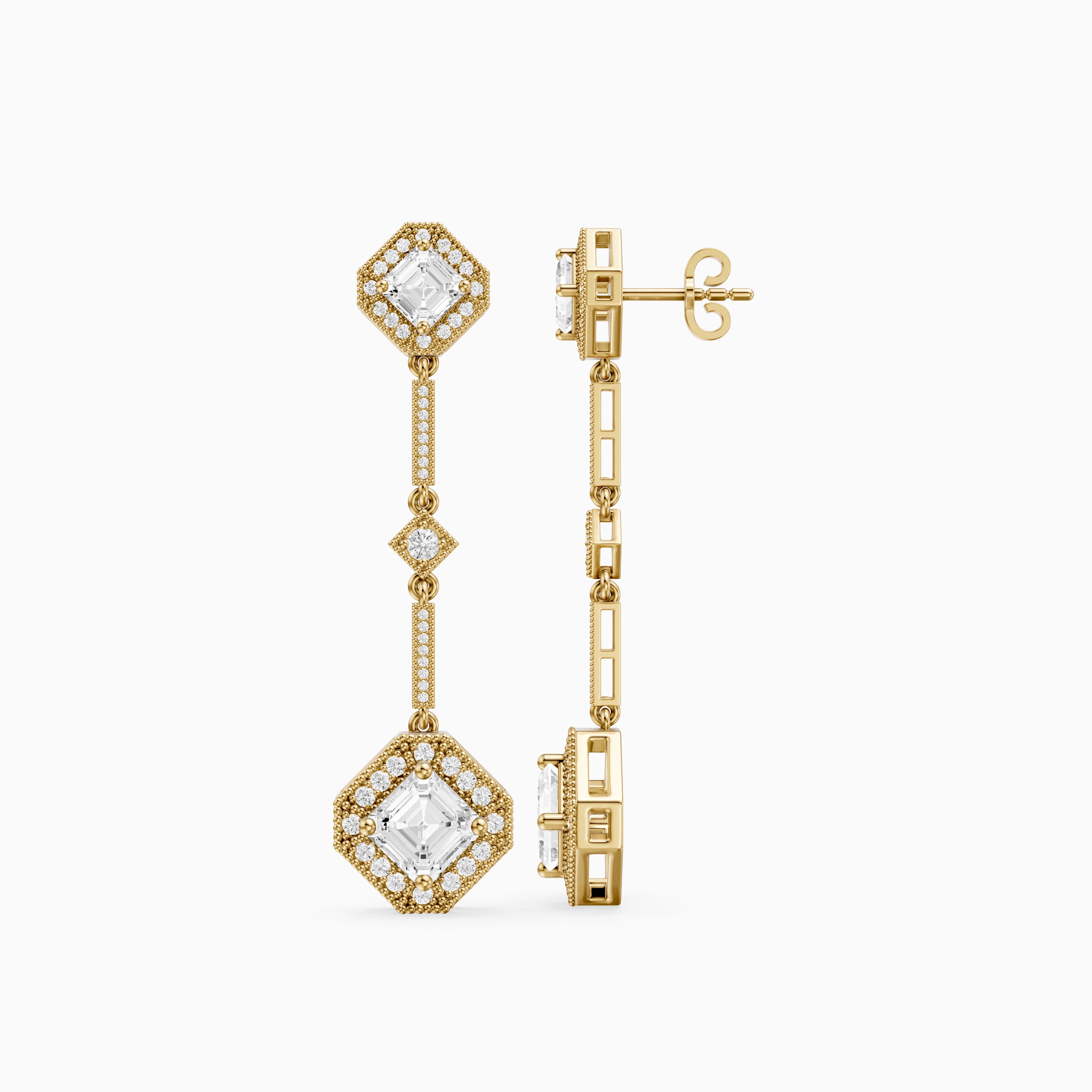 Eileen Asscher Lab Grown Diamond Vintage Halo Drop Earrings