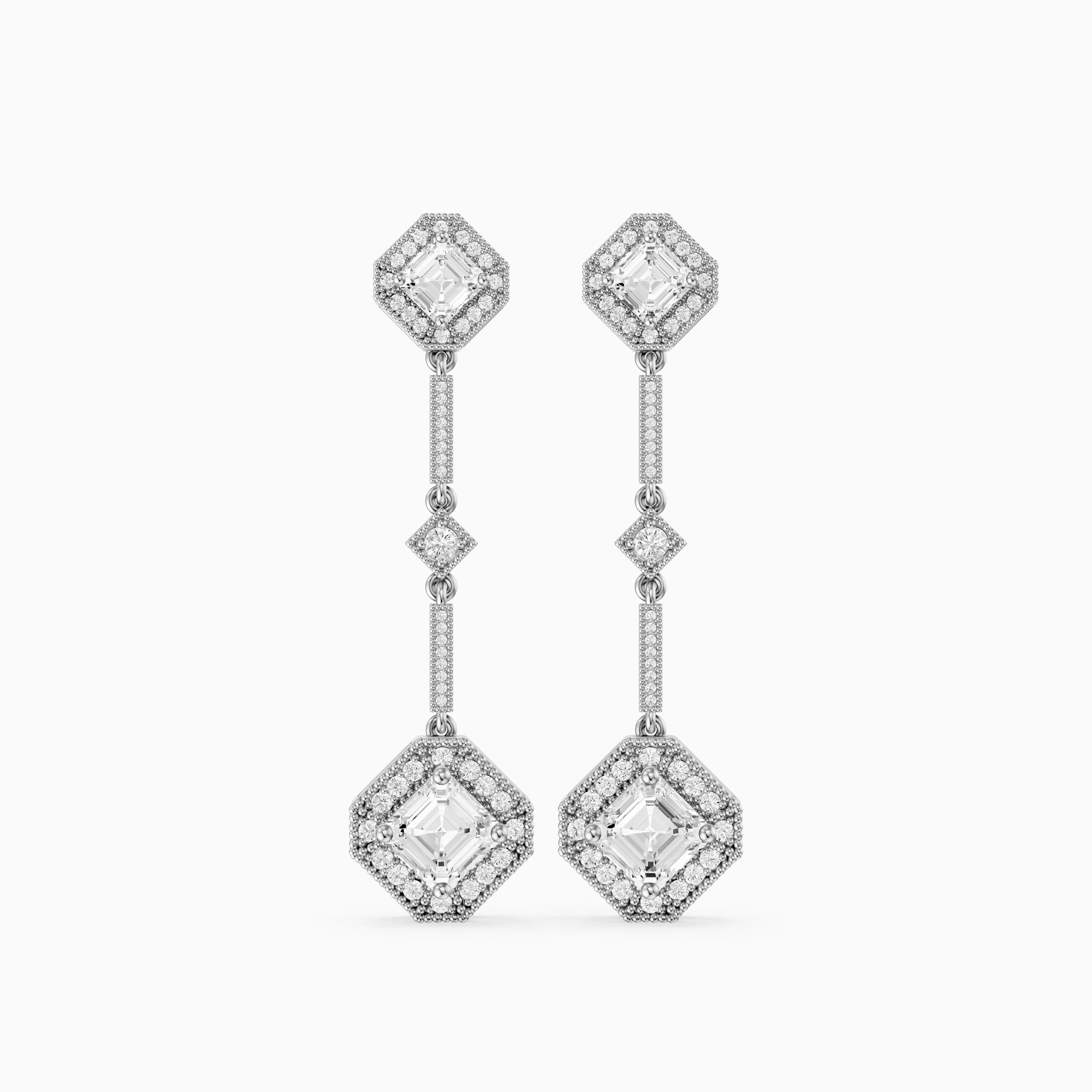 Eileen Asscher Lab Grown Diamond Vintage Halo Drop Earrings
