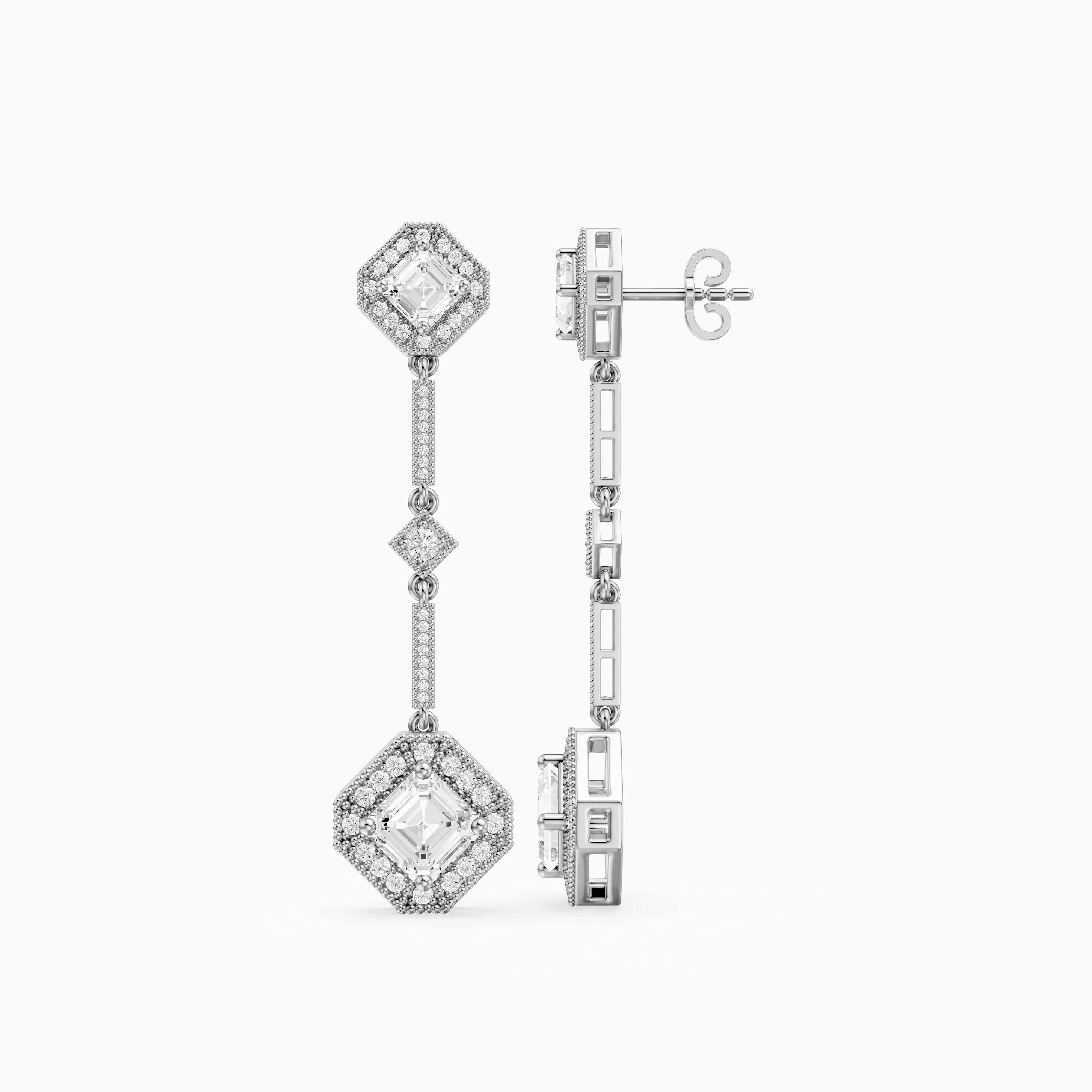 Eileen Asscher Lab Grown Diamond Vintage Halo Drop Earrings
