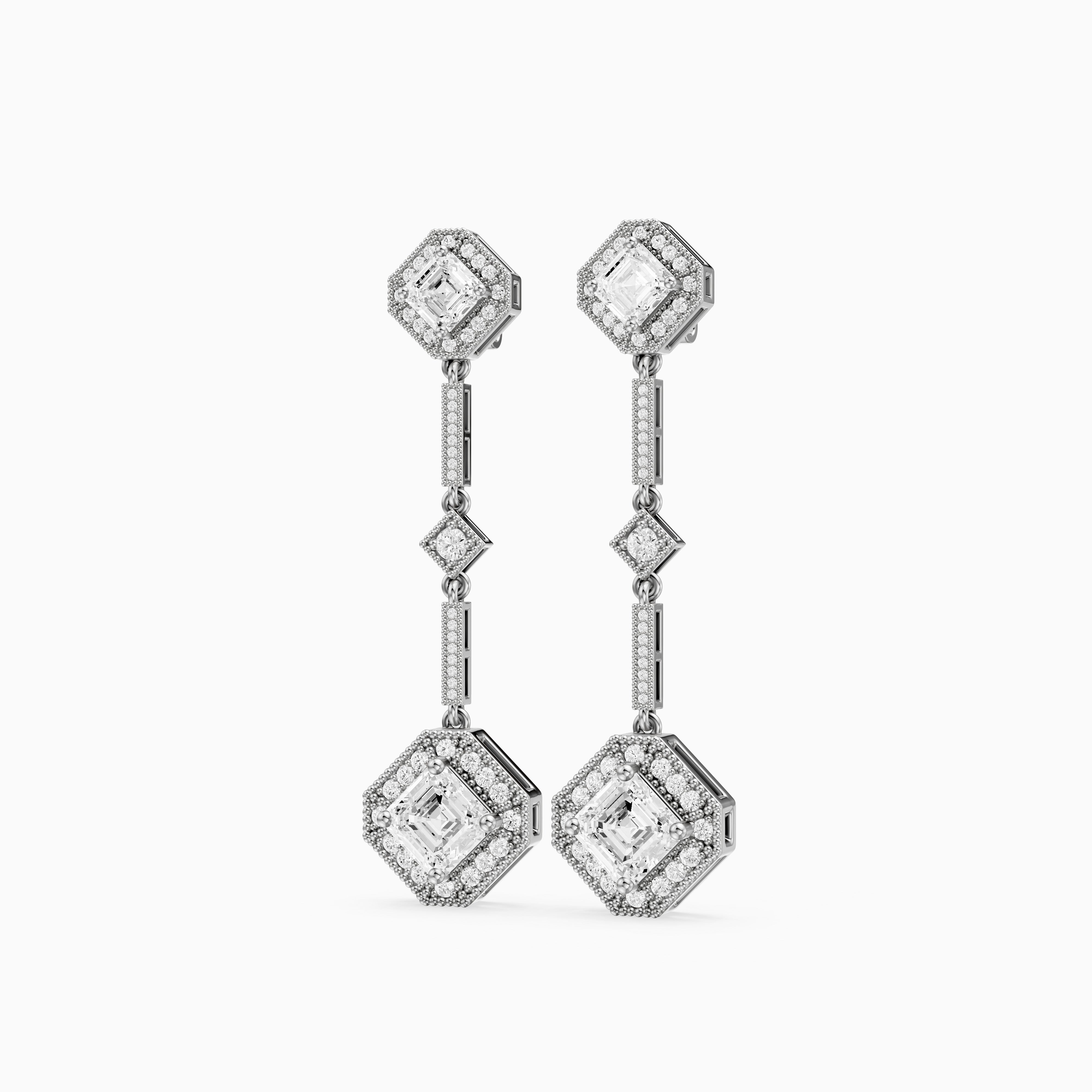 Eileen Asscher Lab Grown Diamond Vintage Halo Drop Earrings