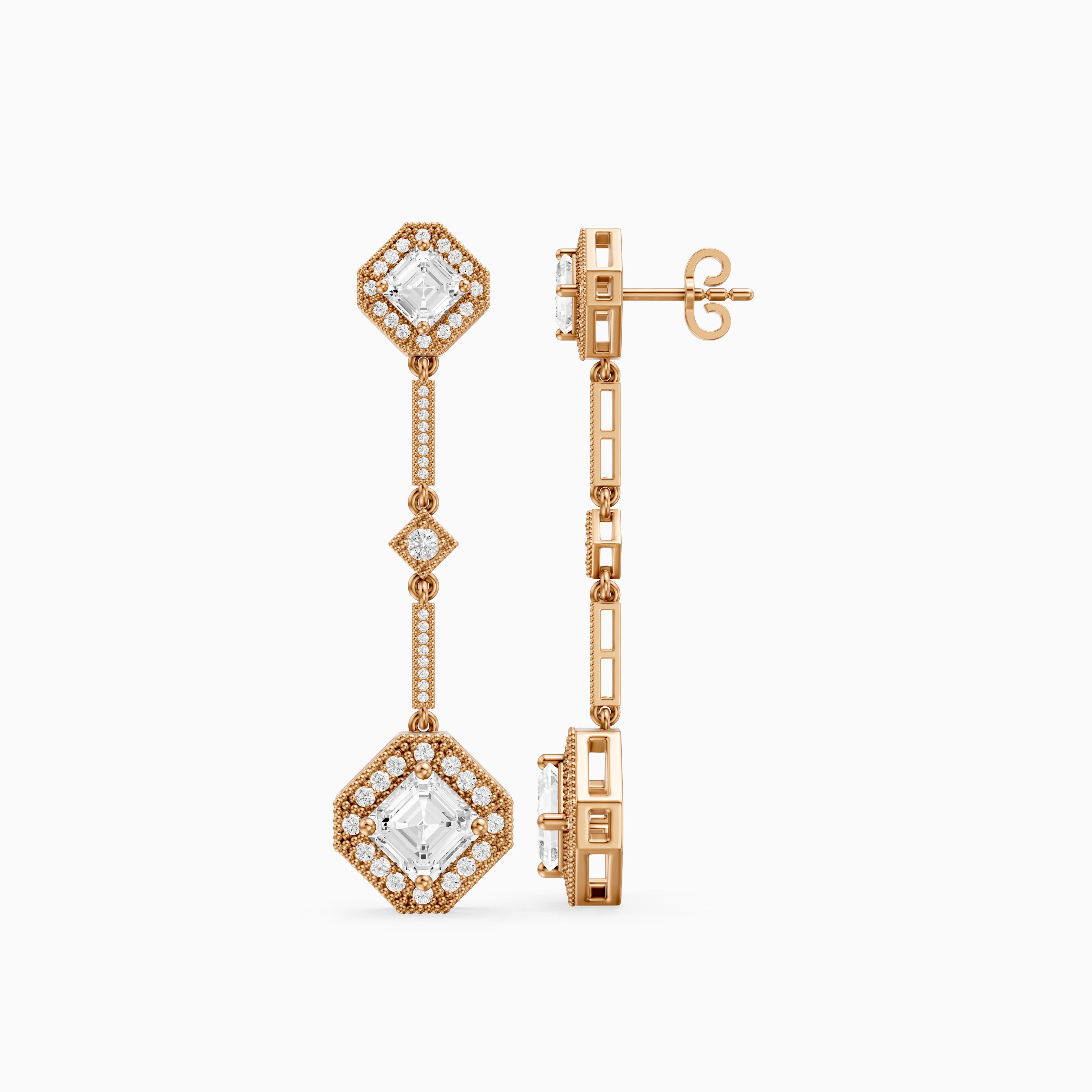 Eileen Asscher Lab Grown Diamond Vintage Halo Drop Earrings