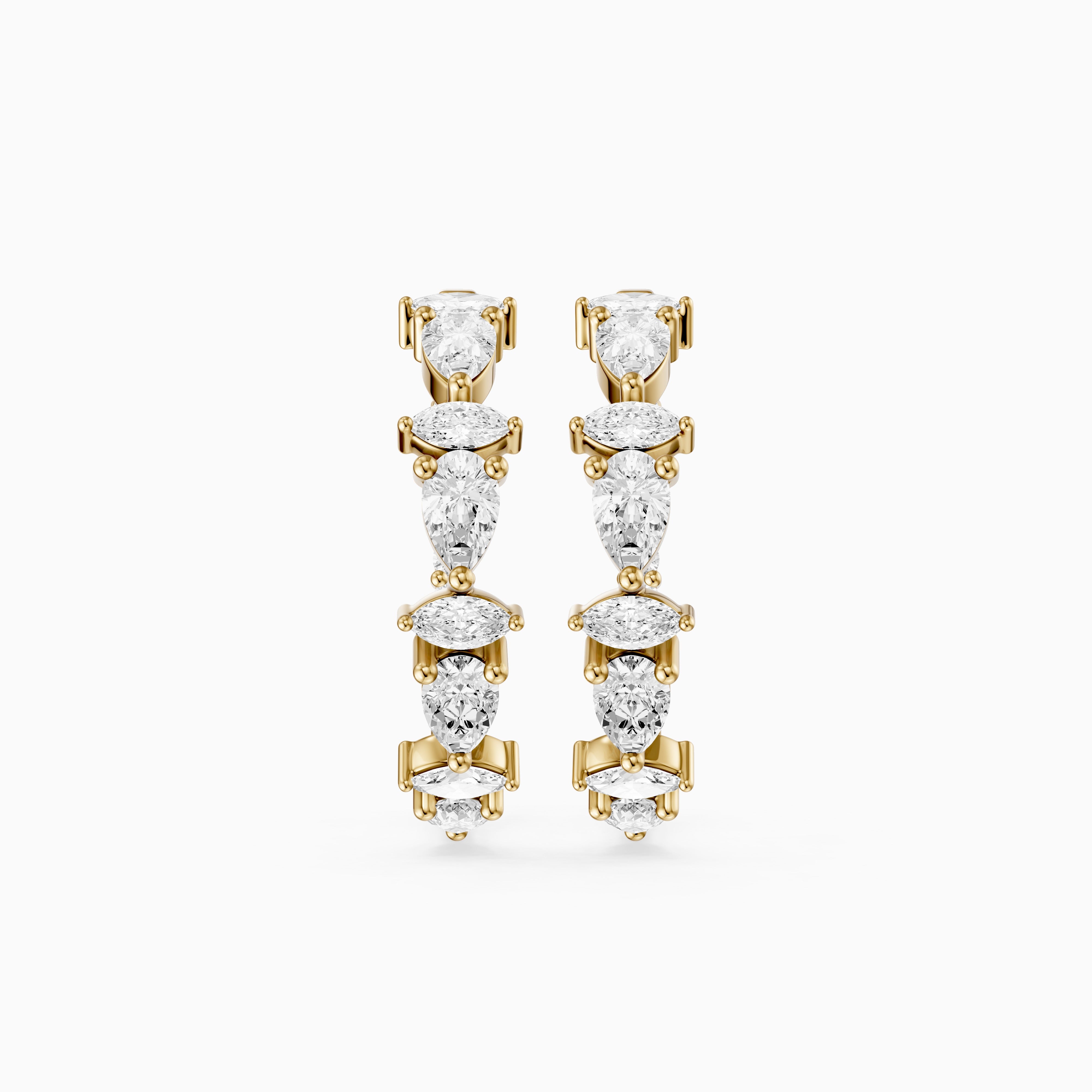 Erin Marquise, Pear and Round Cut Lab Grown Diamond Inside Out Hoop Earrings