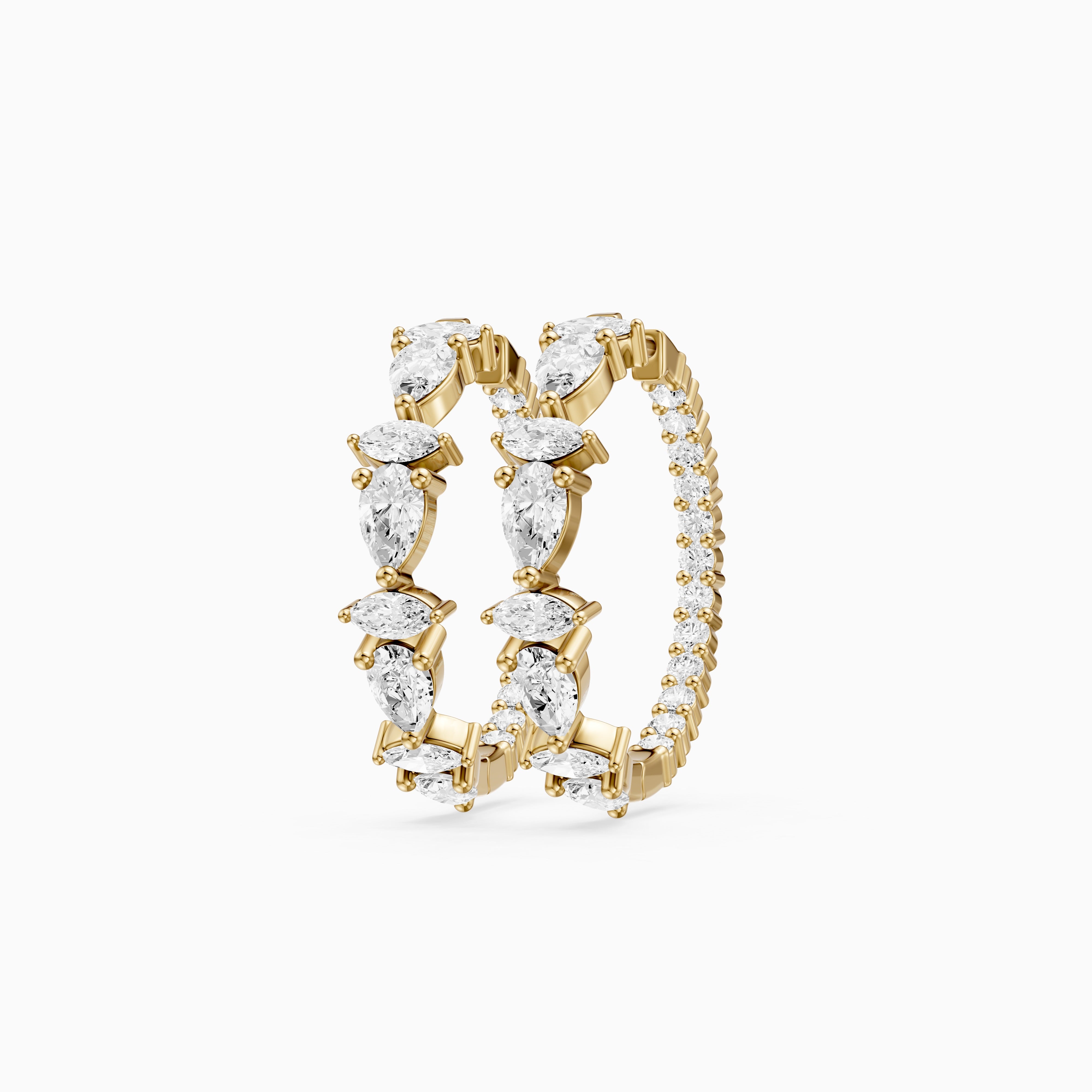 Erin Marquise, Pear and Round Cut Lab Grown Diamond Inside Out Hoop Earrings