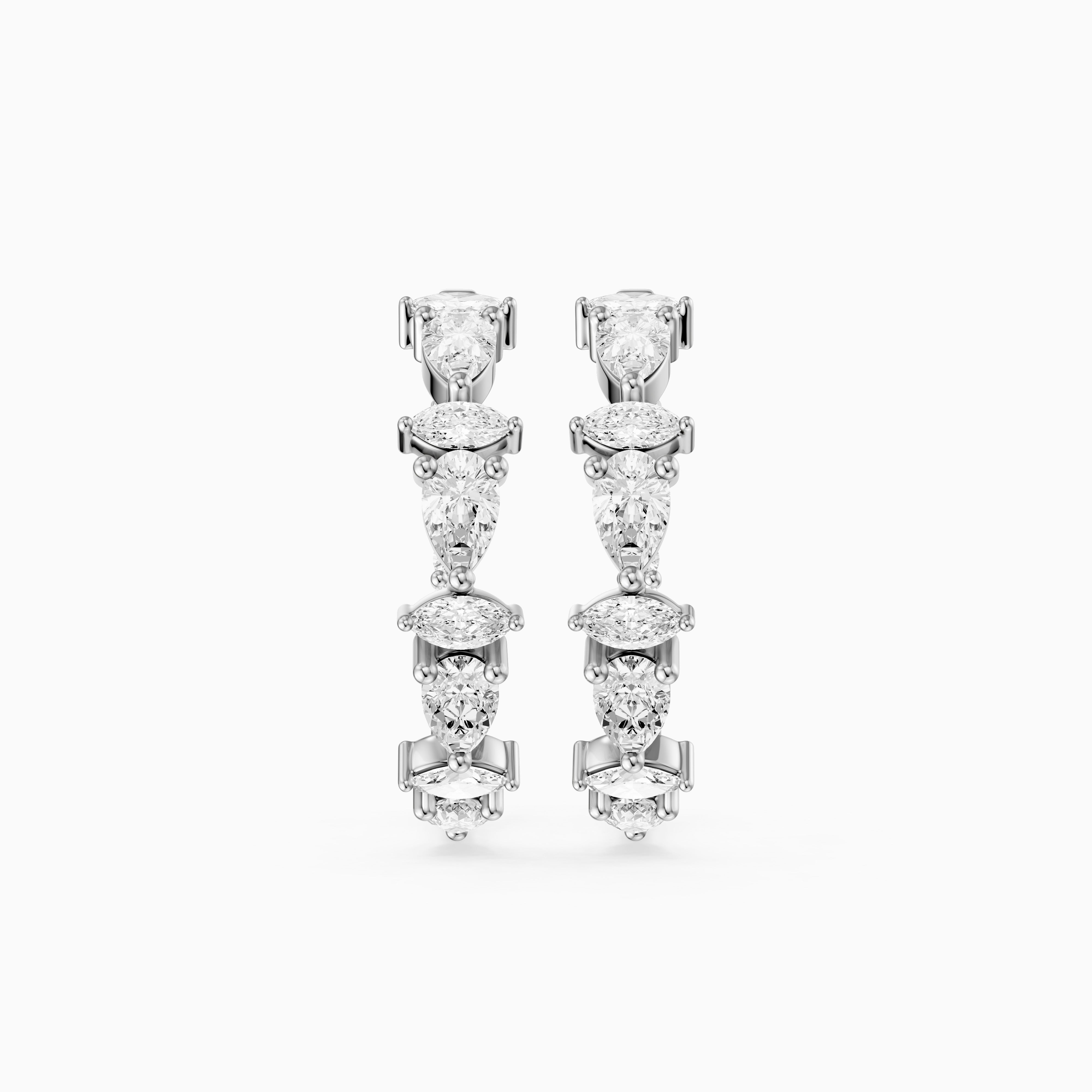 Erin Marquise, Pear and Round Cut Lab Grown Diamond Inside Out Hoop Earrings