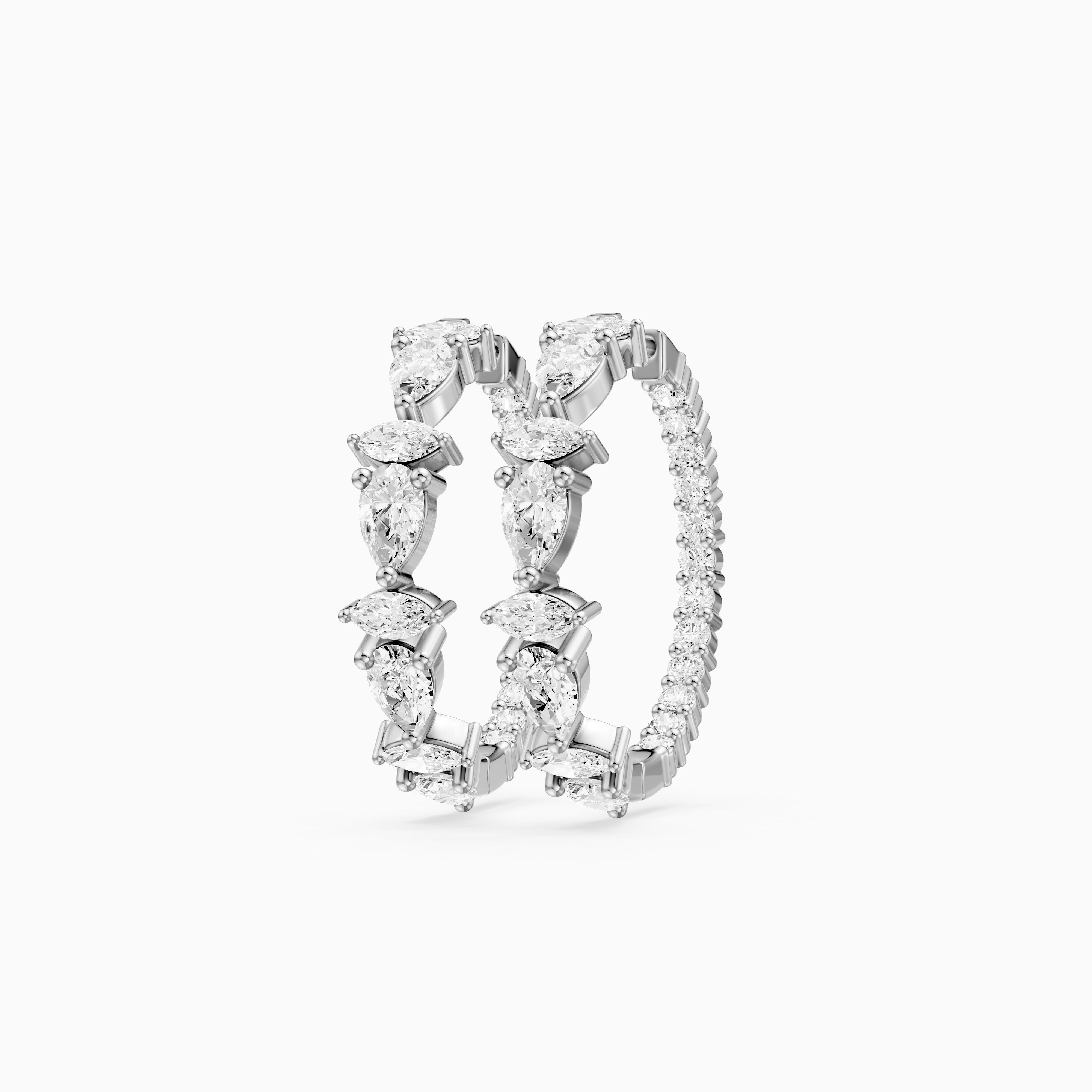 Erin Marquise, Pear and Round Cut Lab Grown Diamond Inside Out Hoop Earrings