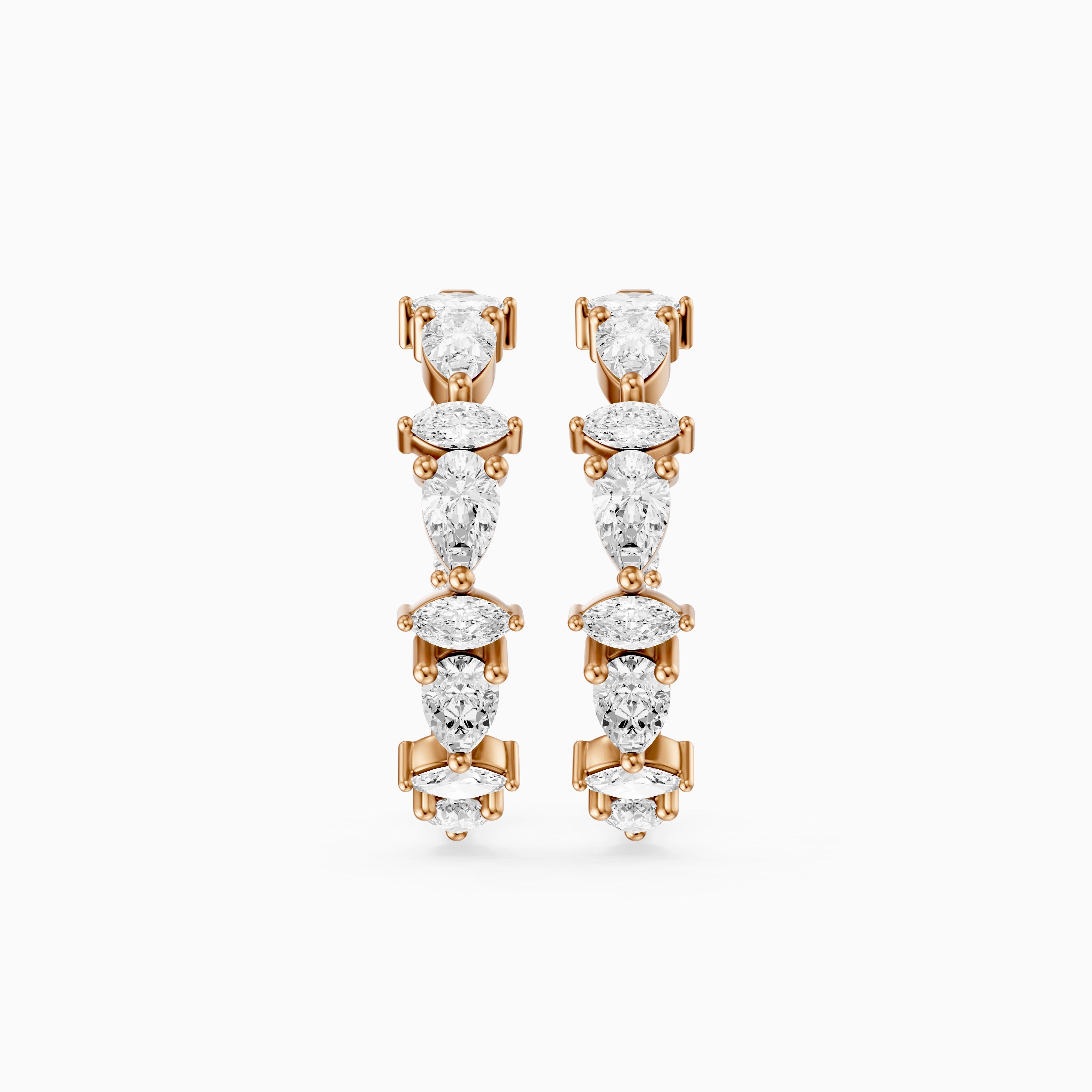 Erin Marquise, Pear and Round Cut Lab Grown Diamond Inside Out Hoop Earrings