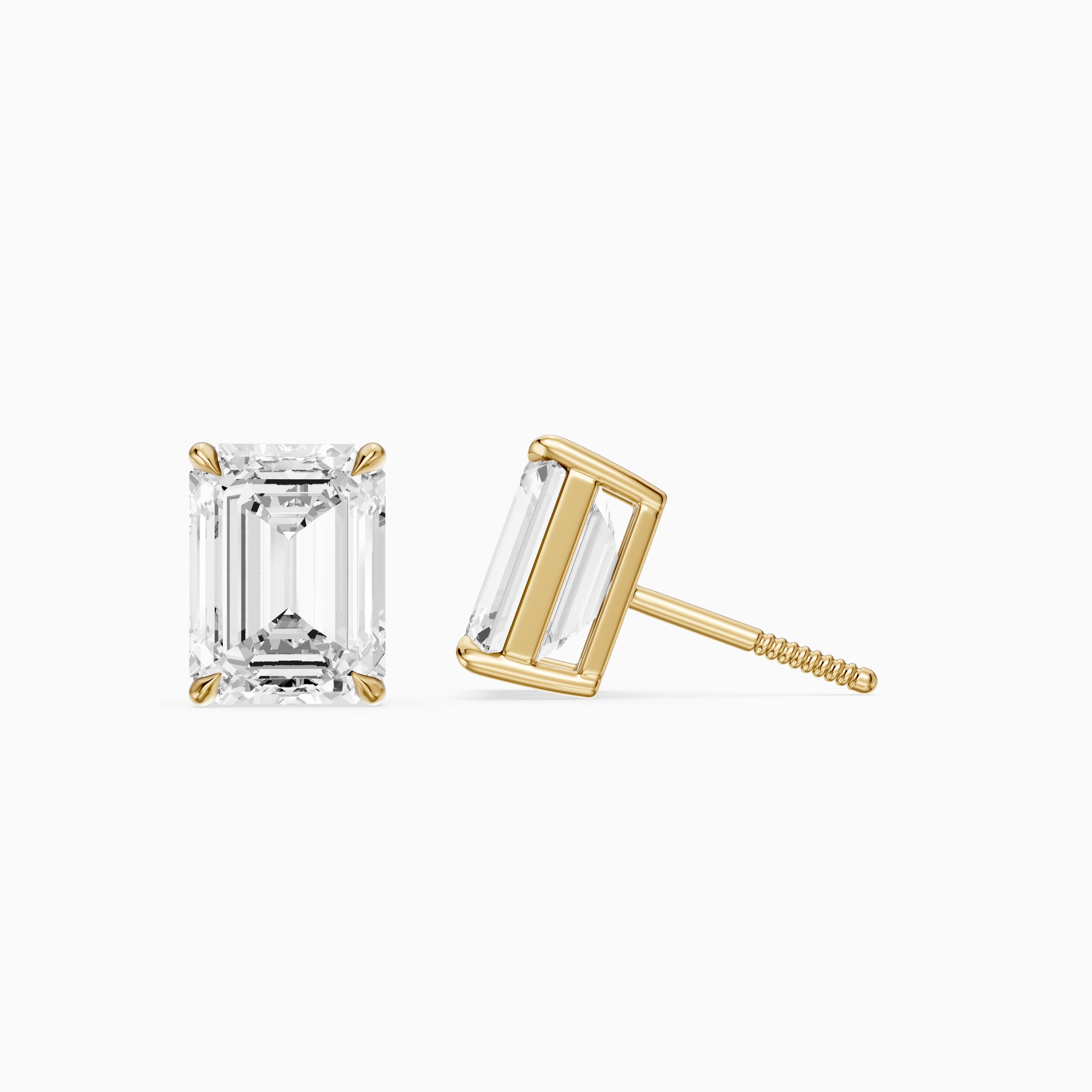 Lilia Emerald Cut Lab Grown Diamond Basket Set Stud Earrings