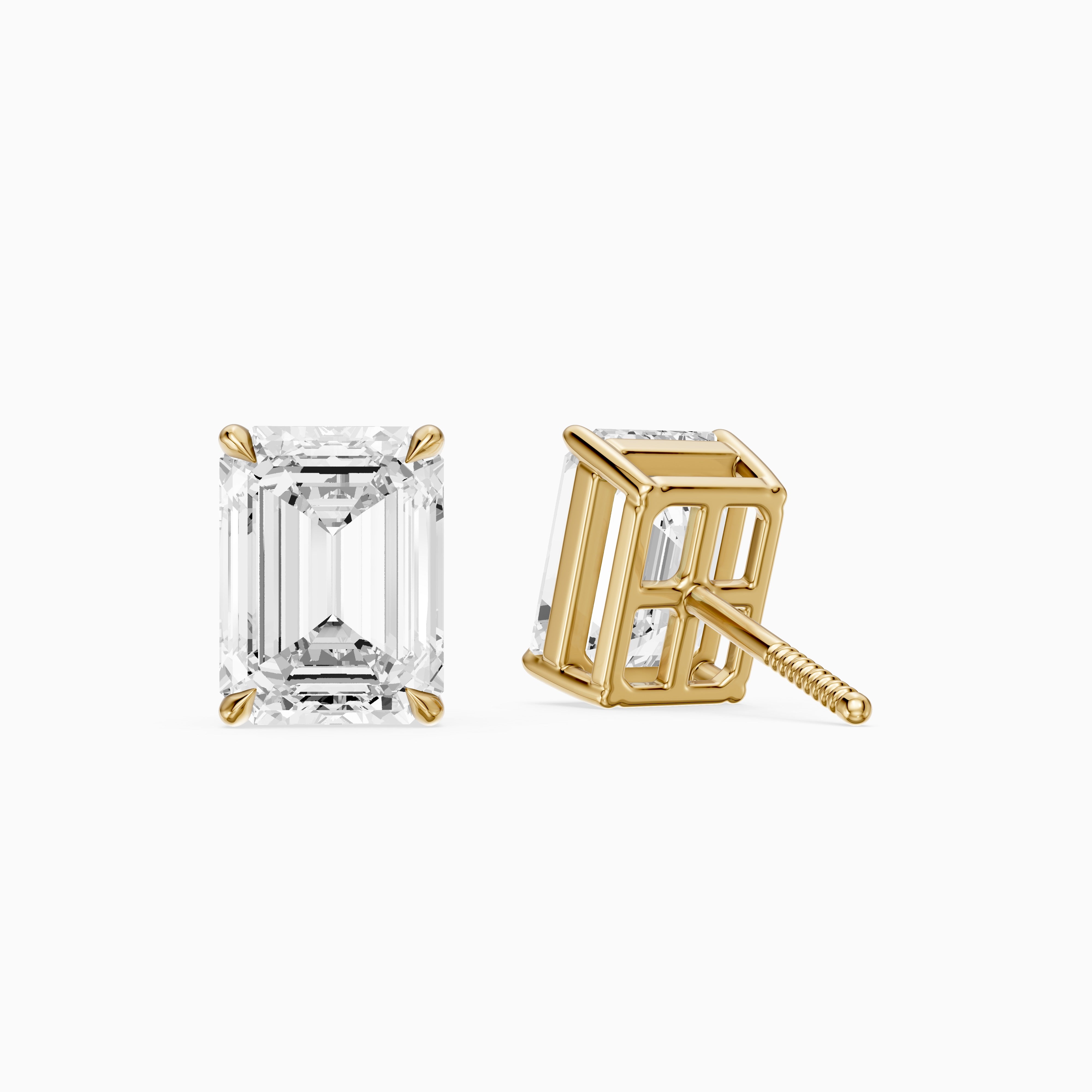Lilia Emerald Cut Lab Grown Diamond Basket Set Stud Earrings