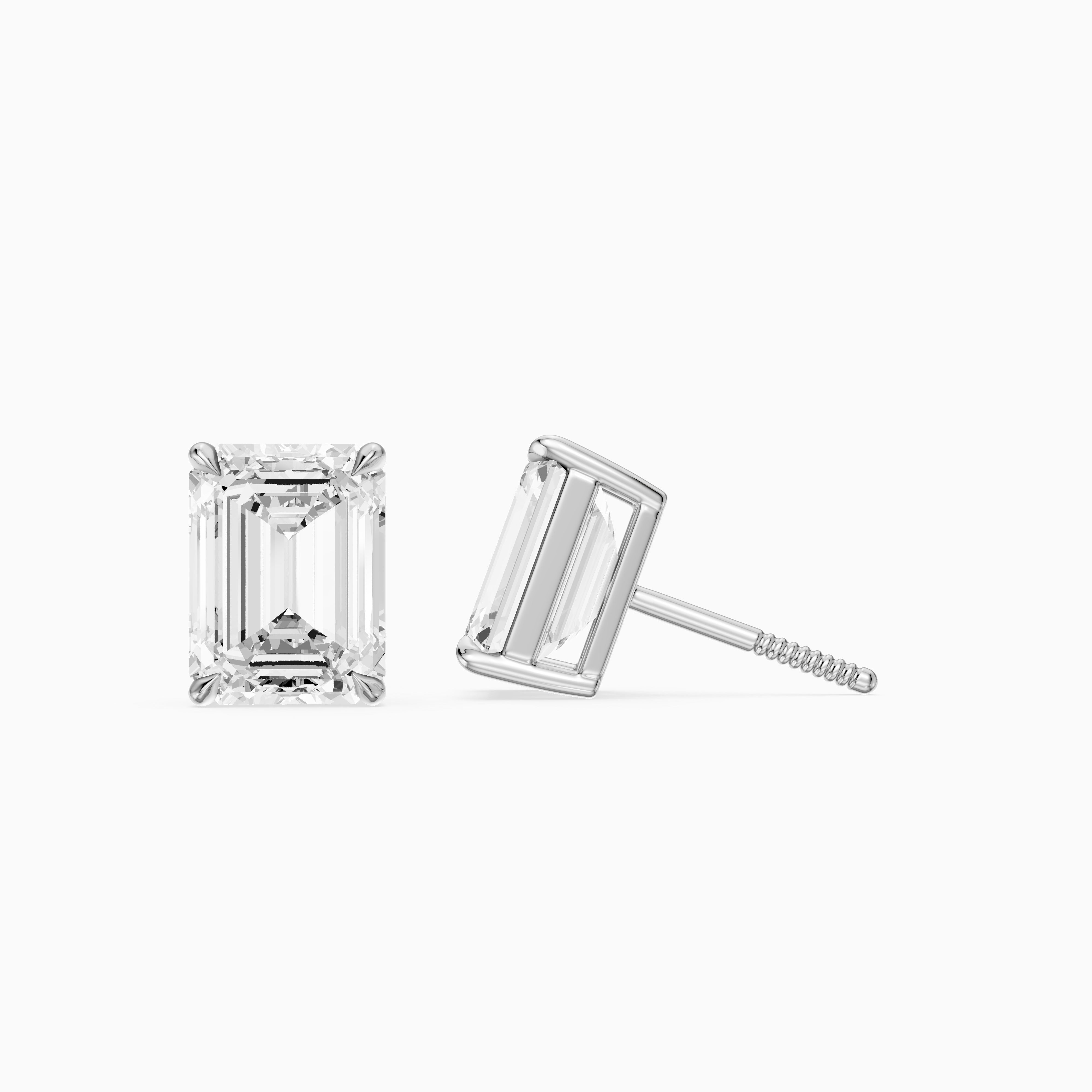 Lilia Emerald Cut Lab Grown Diamond Basket Set Stud Earrings