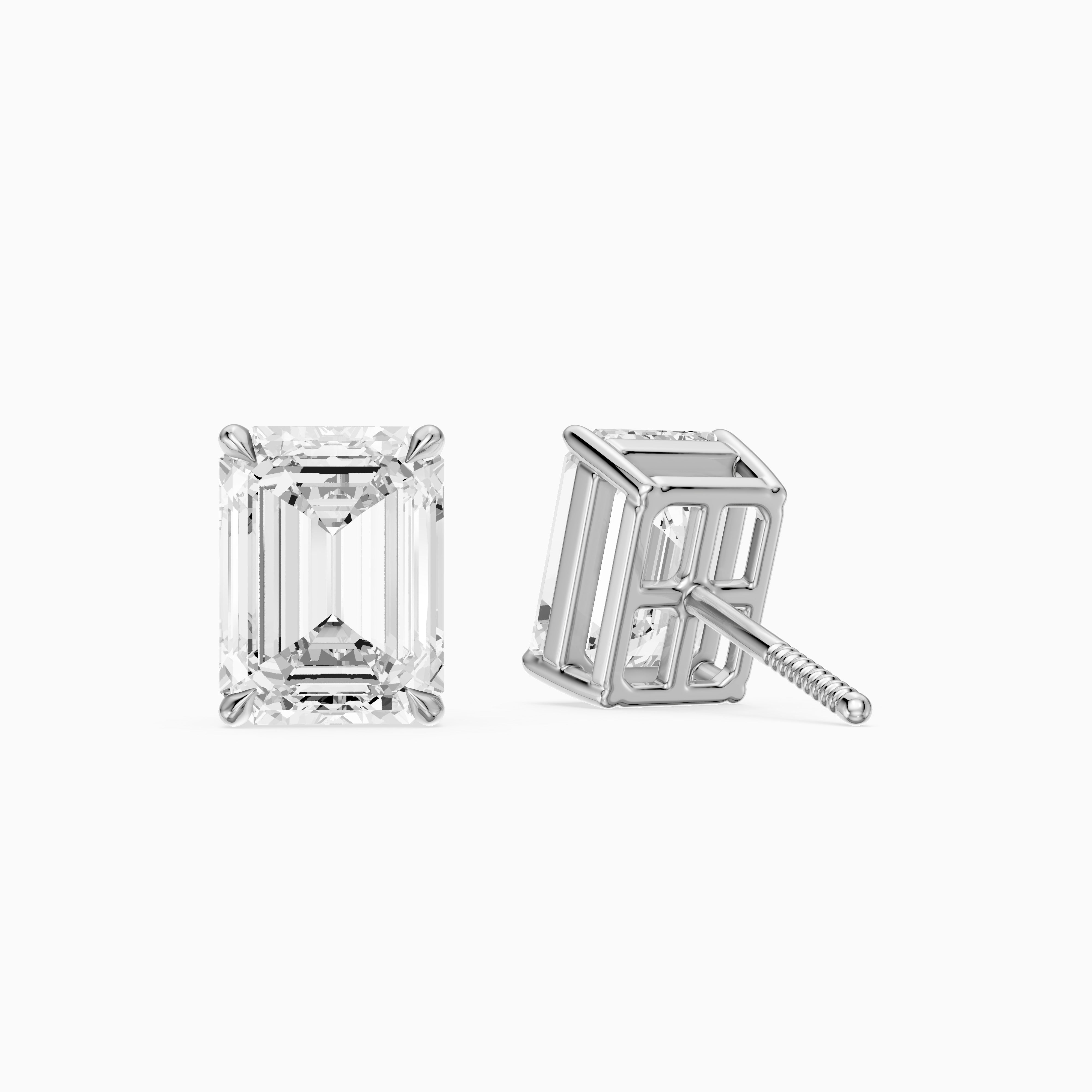 Lilia Emerald Cut Lab Grown Diamond Basket Set Stud Earrings
