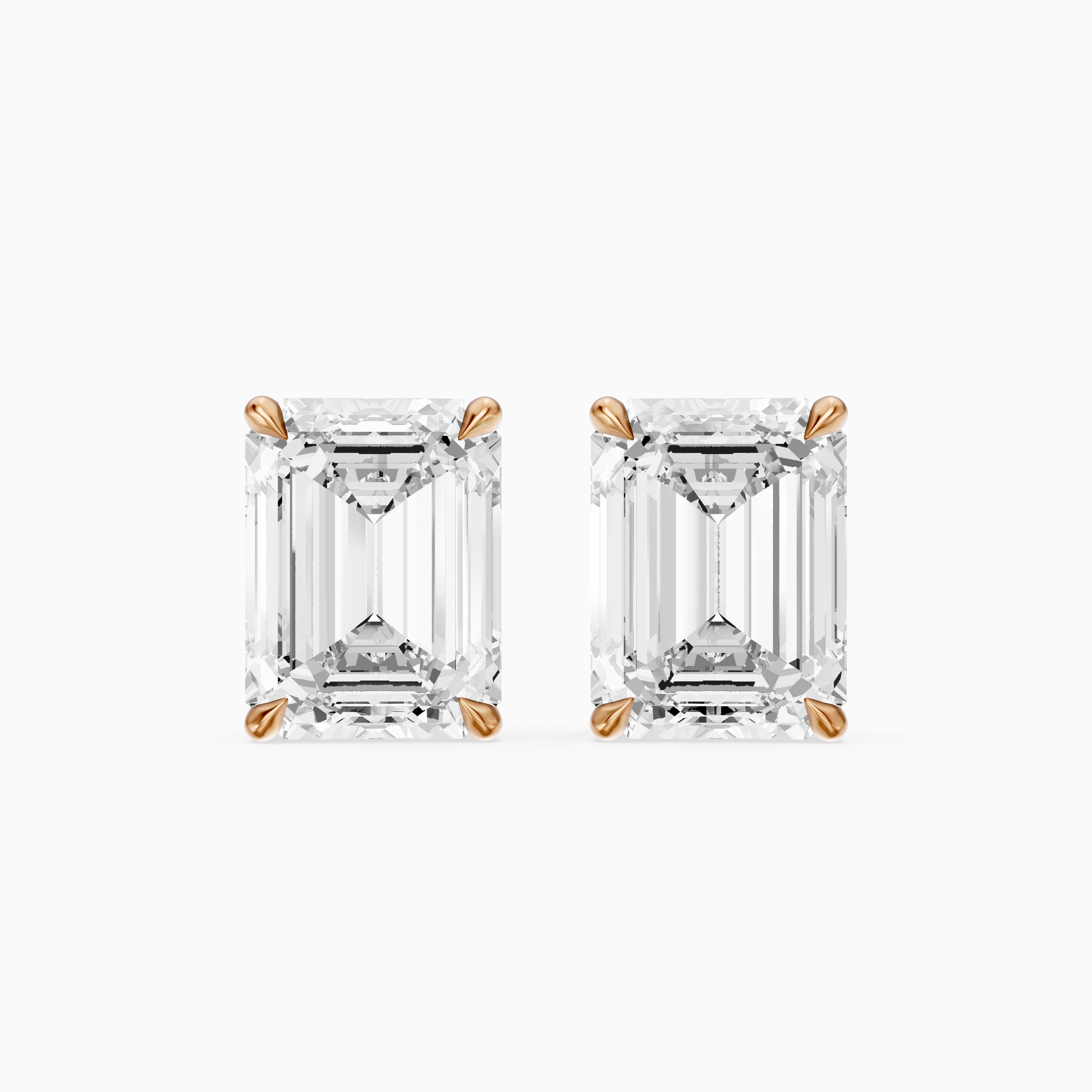 Lilia Emerald Cut Lab Grown Diamond Basket Set Stud Earrings