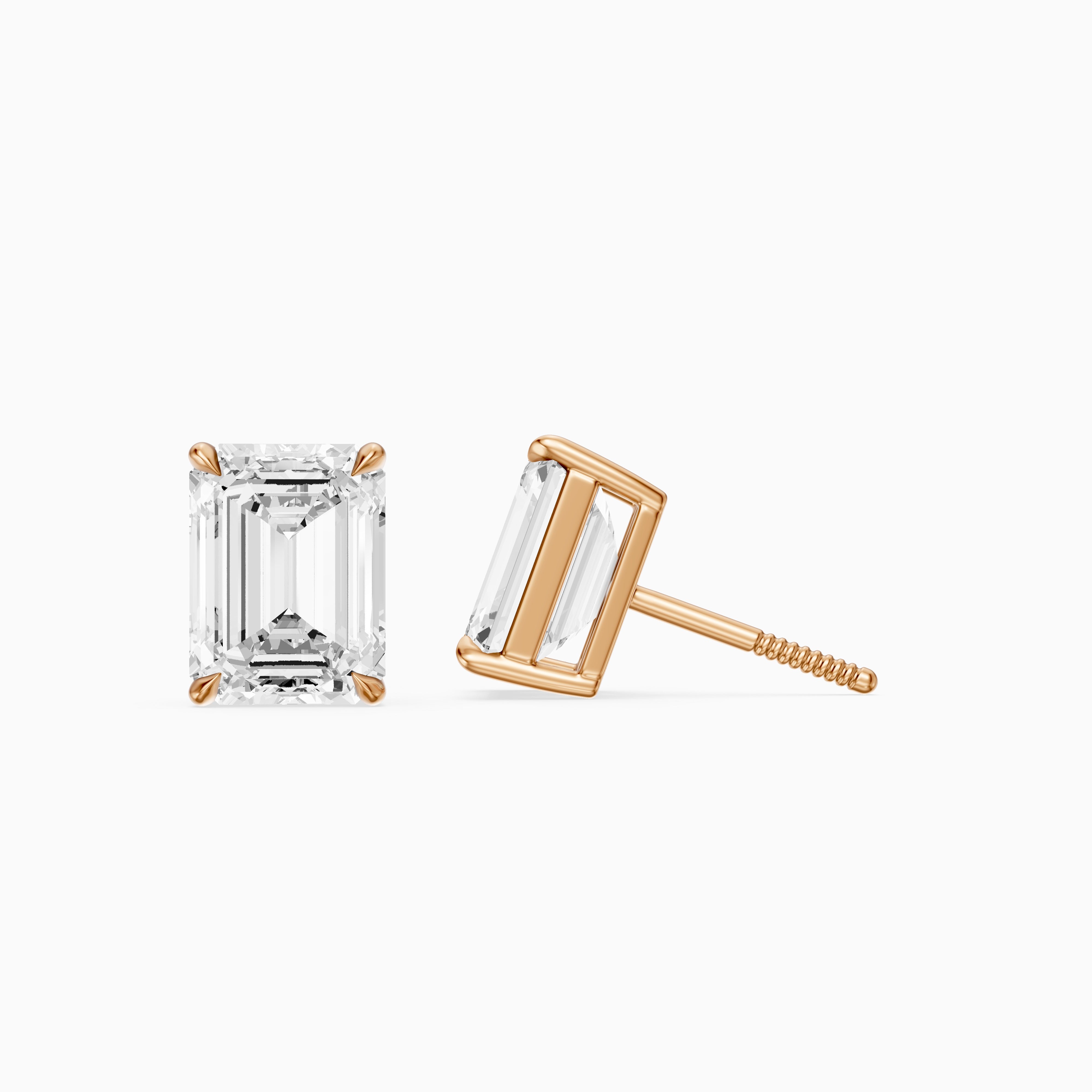 Lilia Emerald Cut Lab Grown Diamond Basket Set Stud Earrings