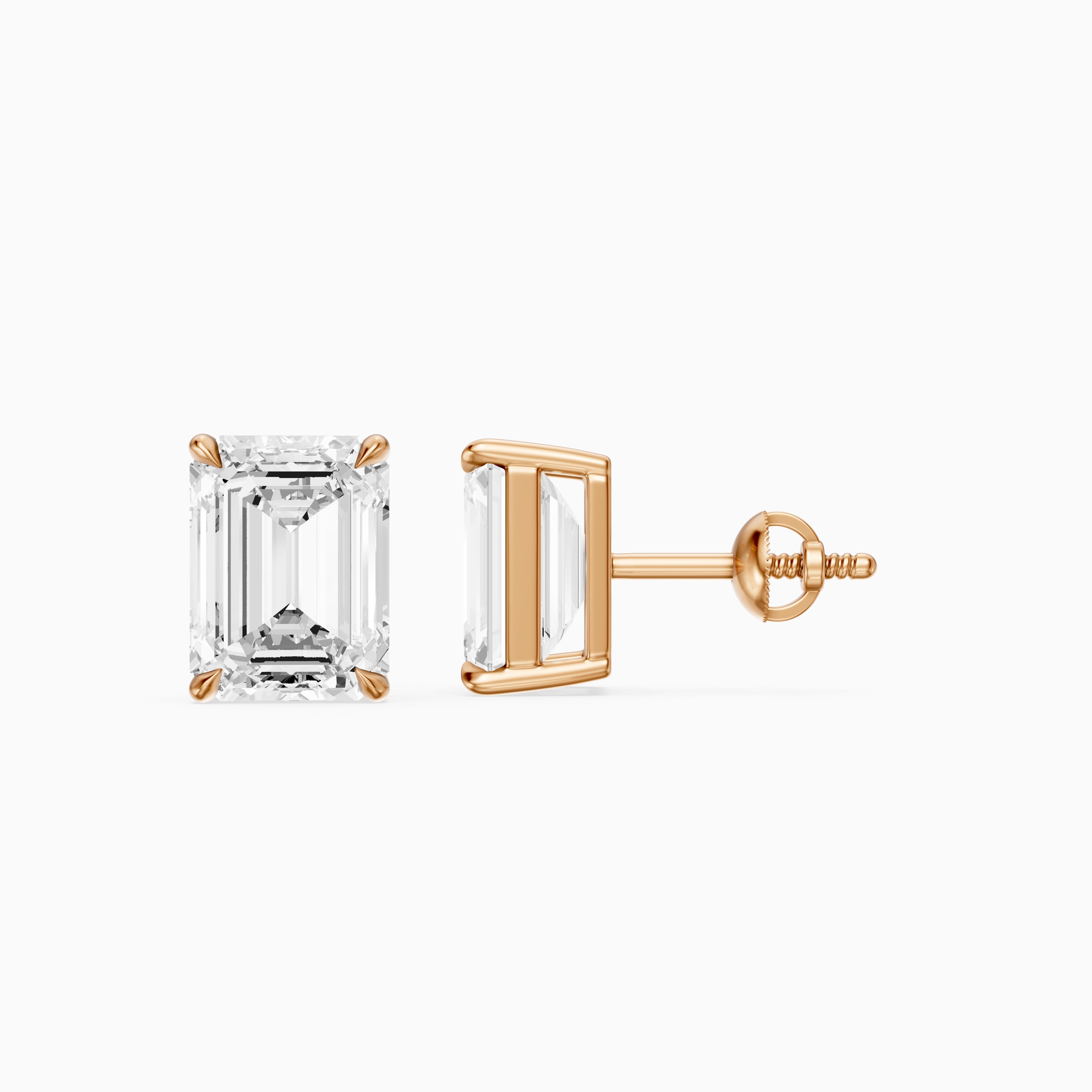 Lilia Emerald Cut Lab Grown Diamond Basket Set Stud Earrings
