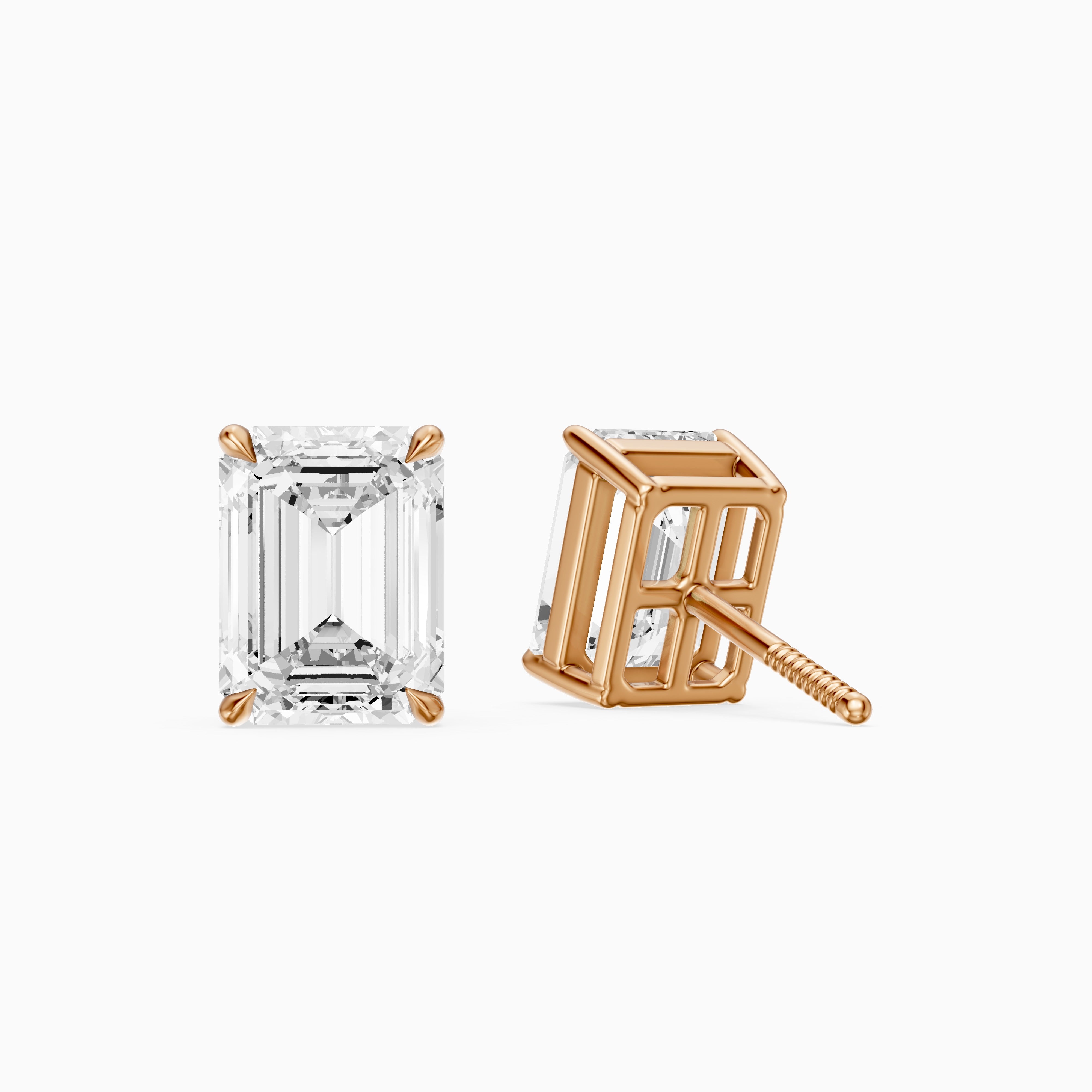 Lilia Emerald Cut Lab Grown Diamond Basket Set Stud Earrings