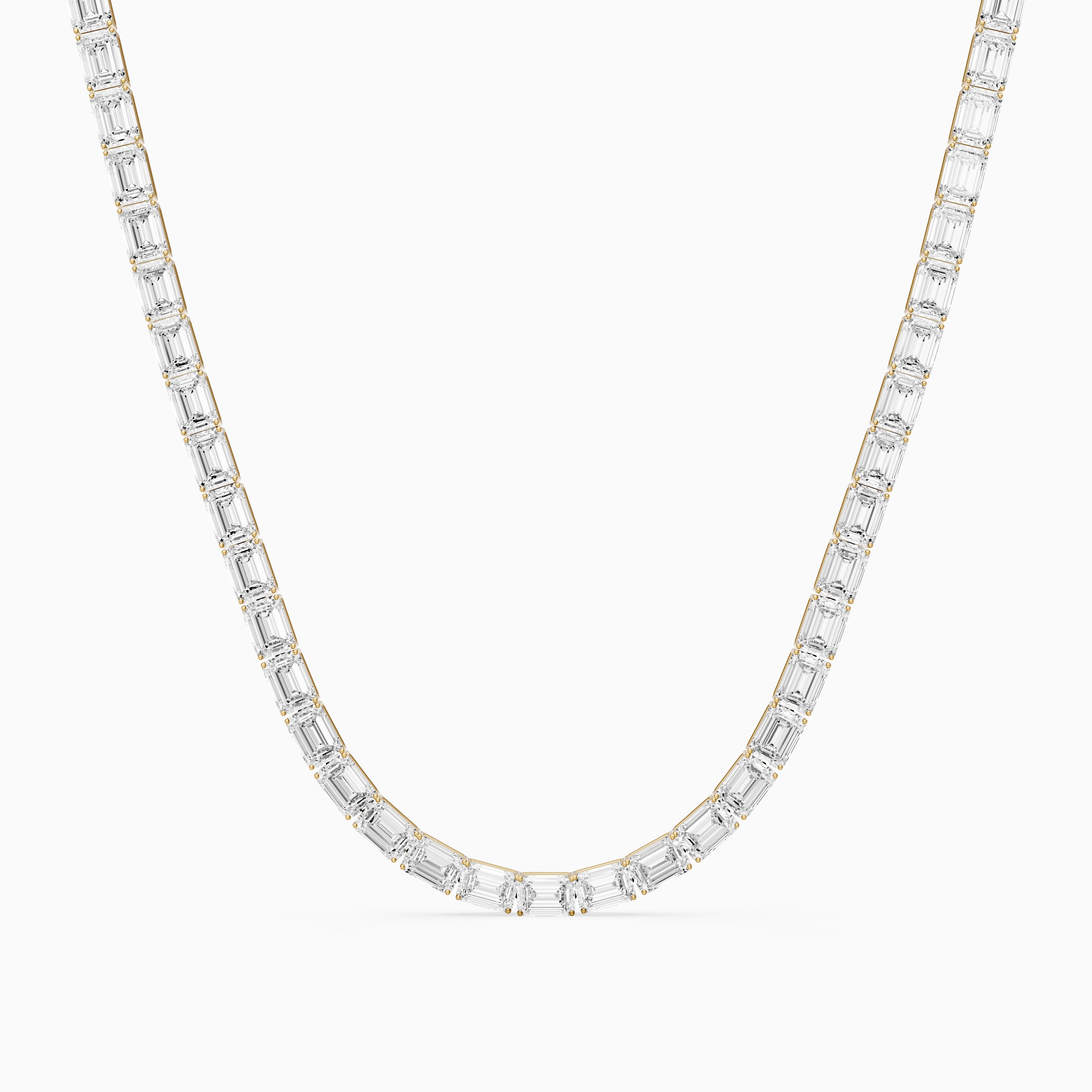 Genevieve Emerald Cut Lab Grown Diamond Four Prong Tennis Necklace
