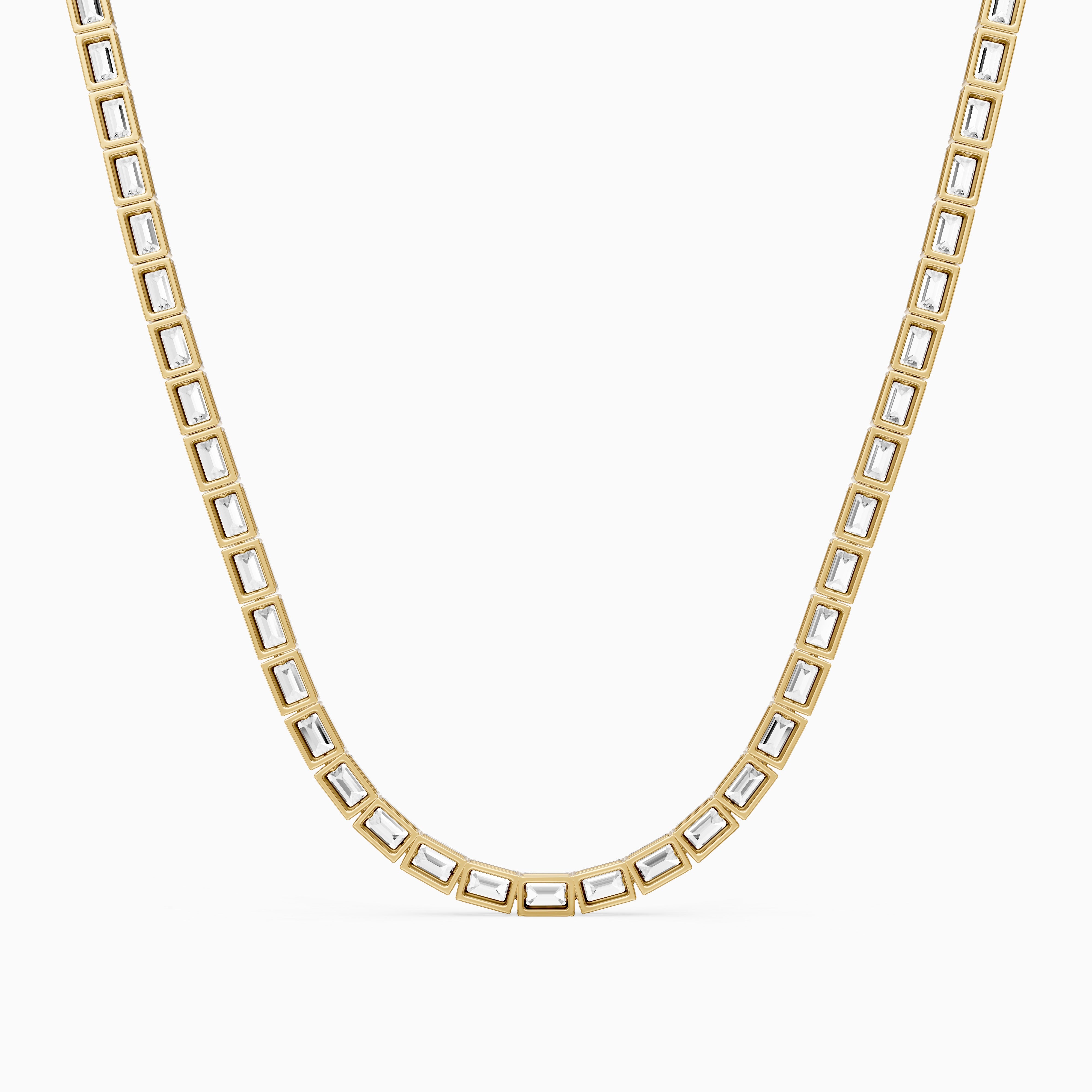 Genevieve Emerald Cut Lab Grown Diamond Four Prong Tennis Necklace