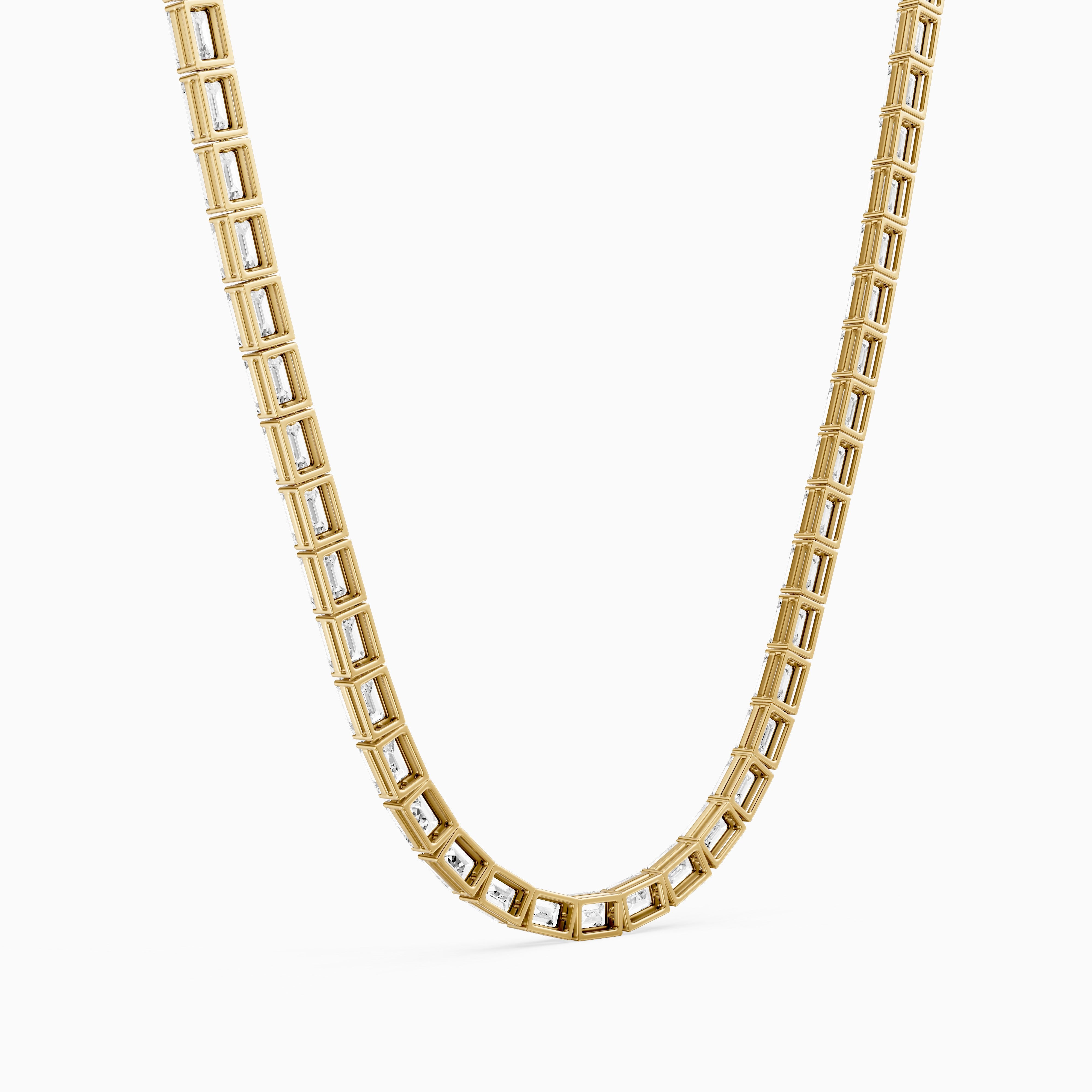 Genevieve Emerald Cut Lab Grown Diamond Four Prong Tennis Necklace