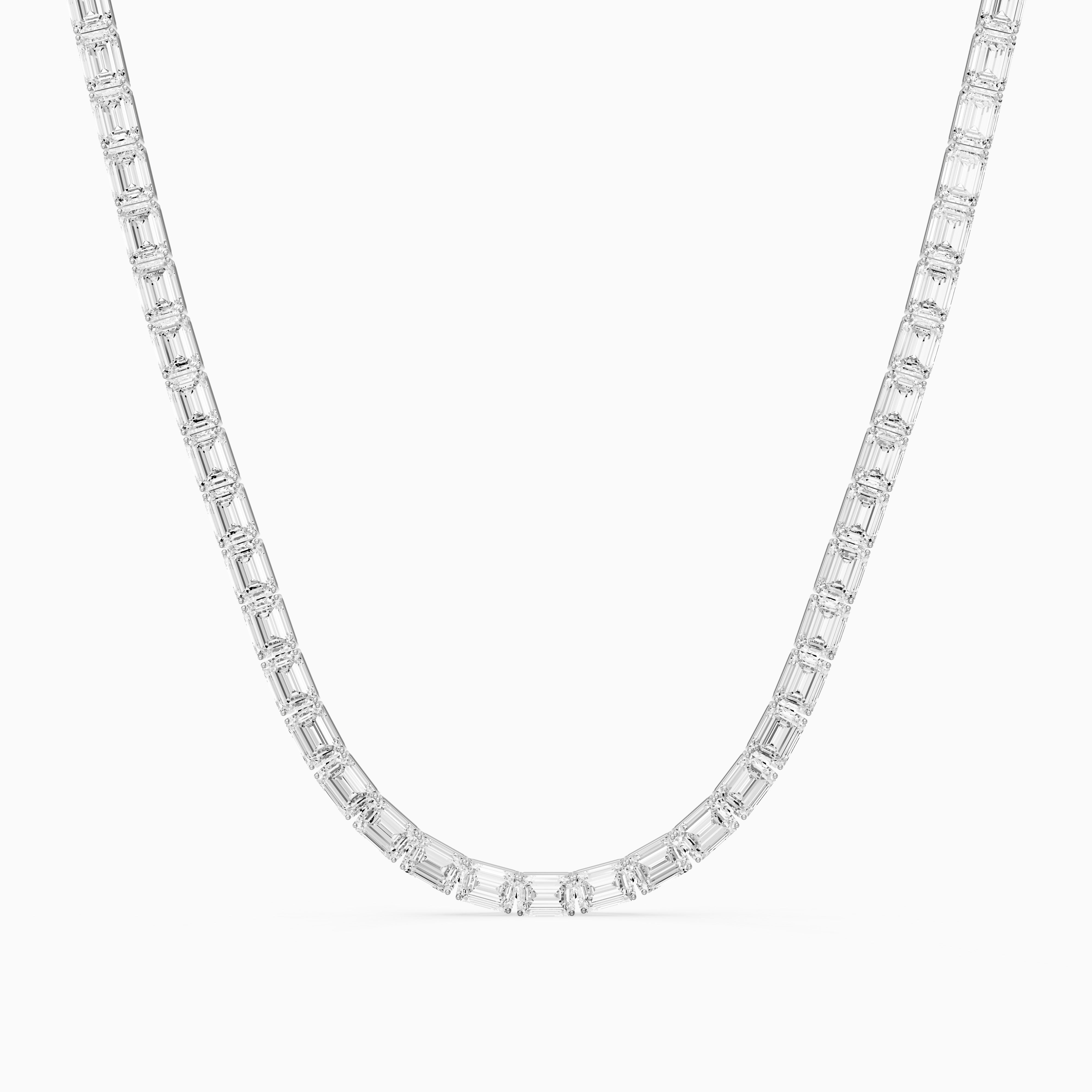 Genevieve Emerald Cut Lab Grown Diamond Four Prong Tennis Necklace