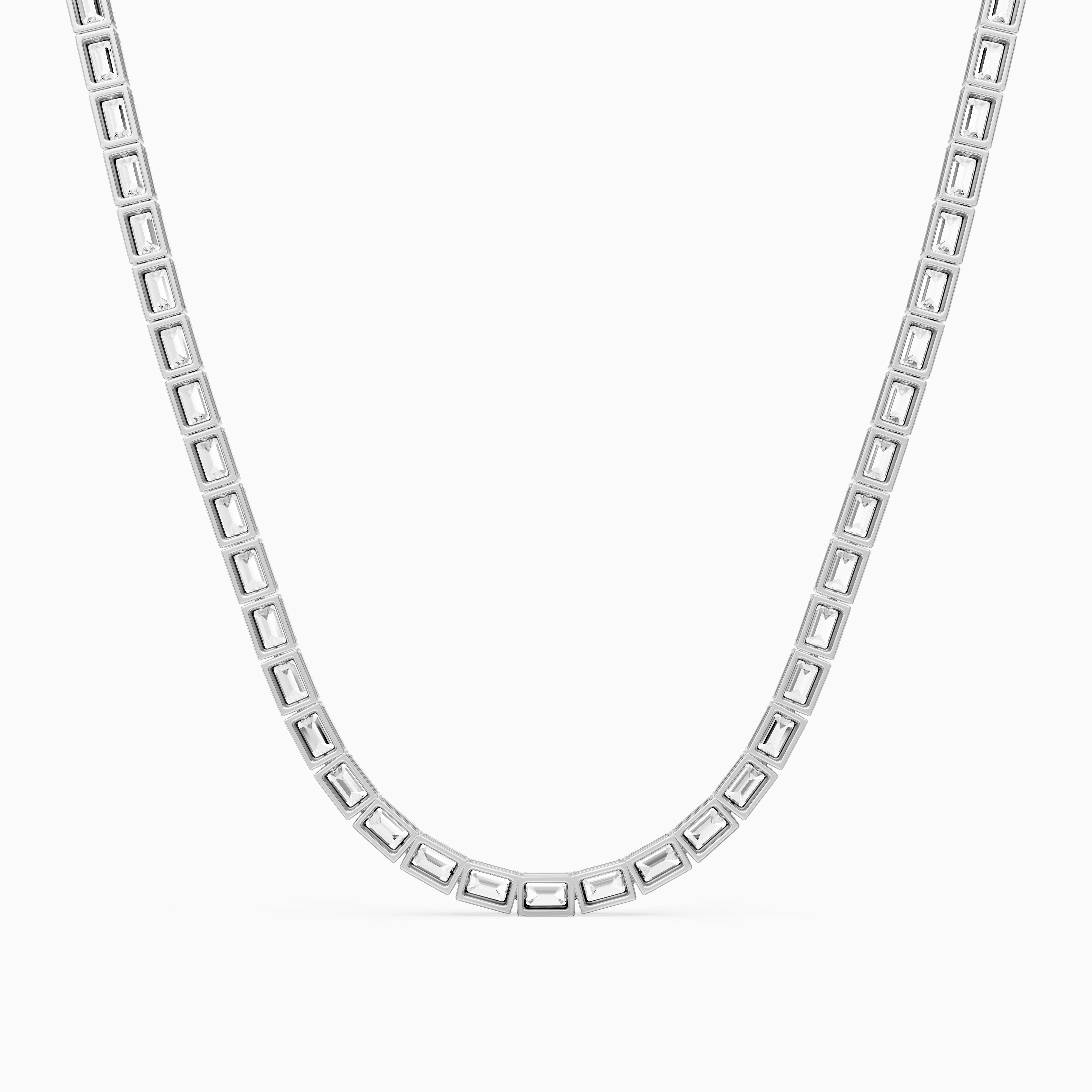 Genevieve Emerald Cut Lab Grown Diamond Four Prong Tennis Necklace