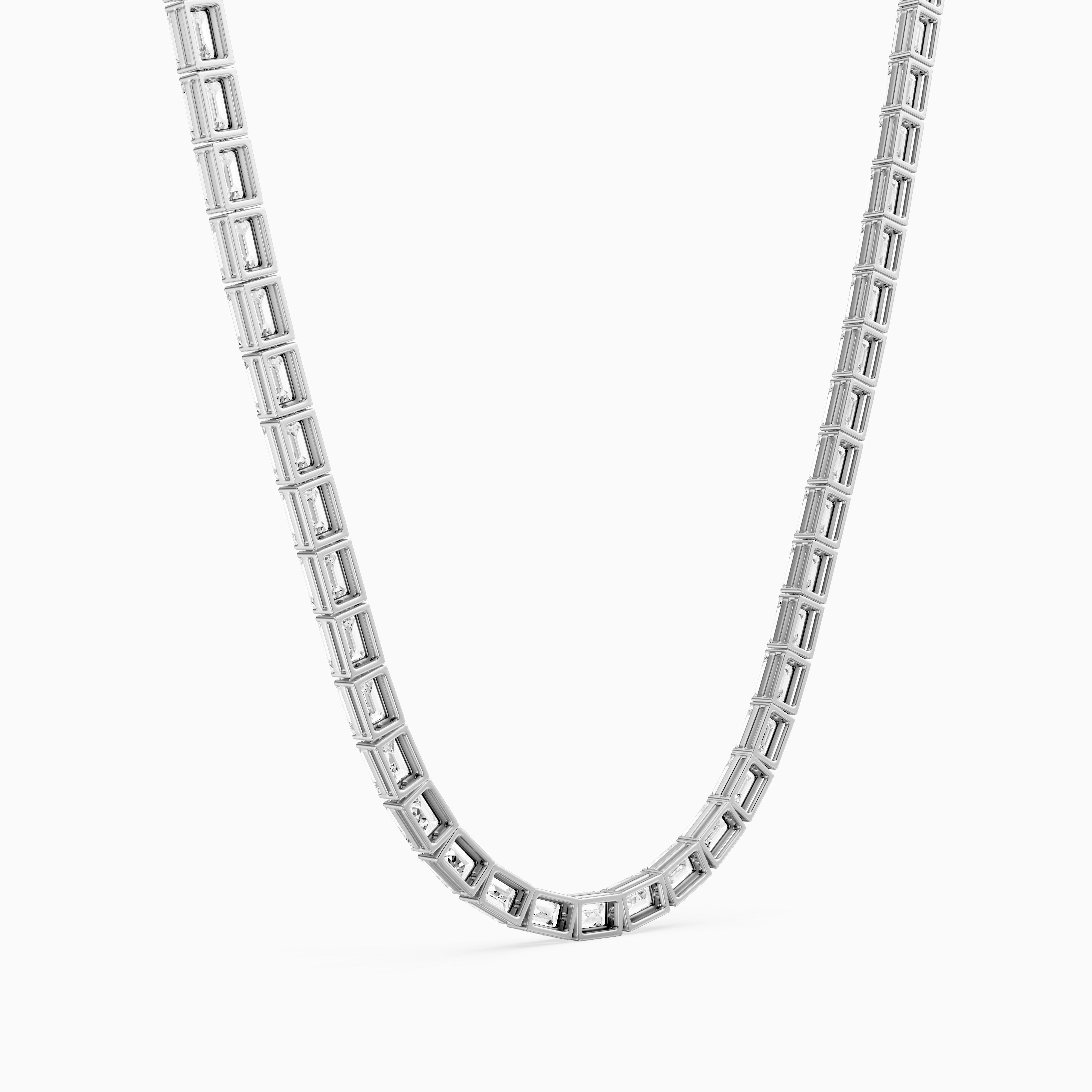 Genevieve Emerald Cut Lab Grown Diamond Four Prong Tennis Necklace