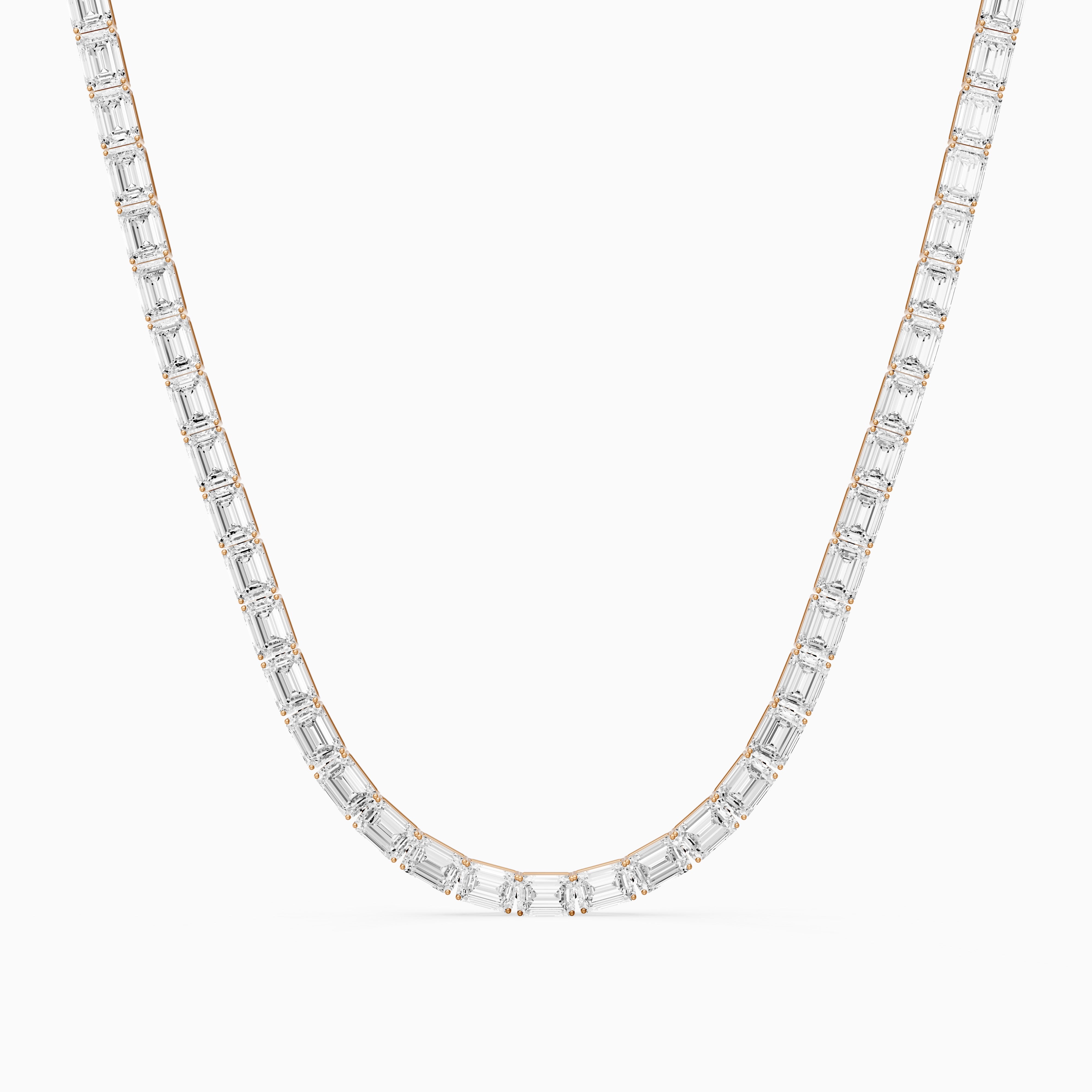 Genevieve Emerald Cut Lab Grown Diamond Four Prong Tennis Necklace