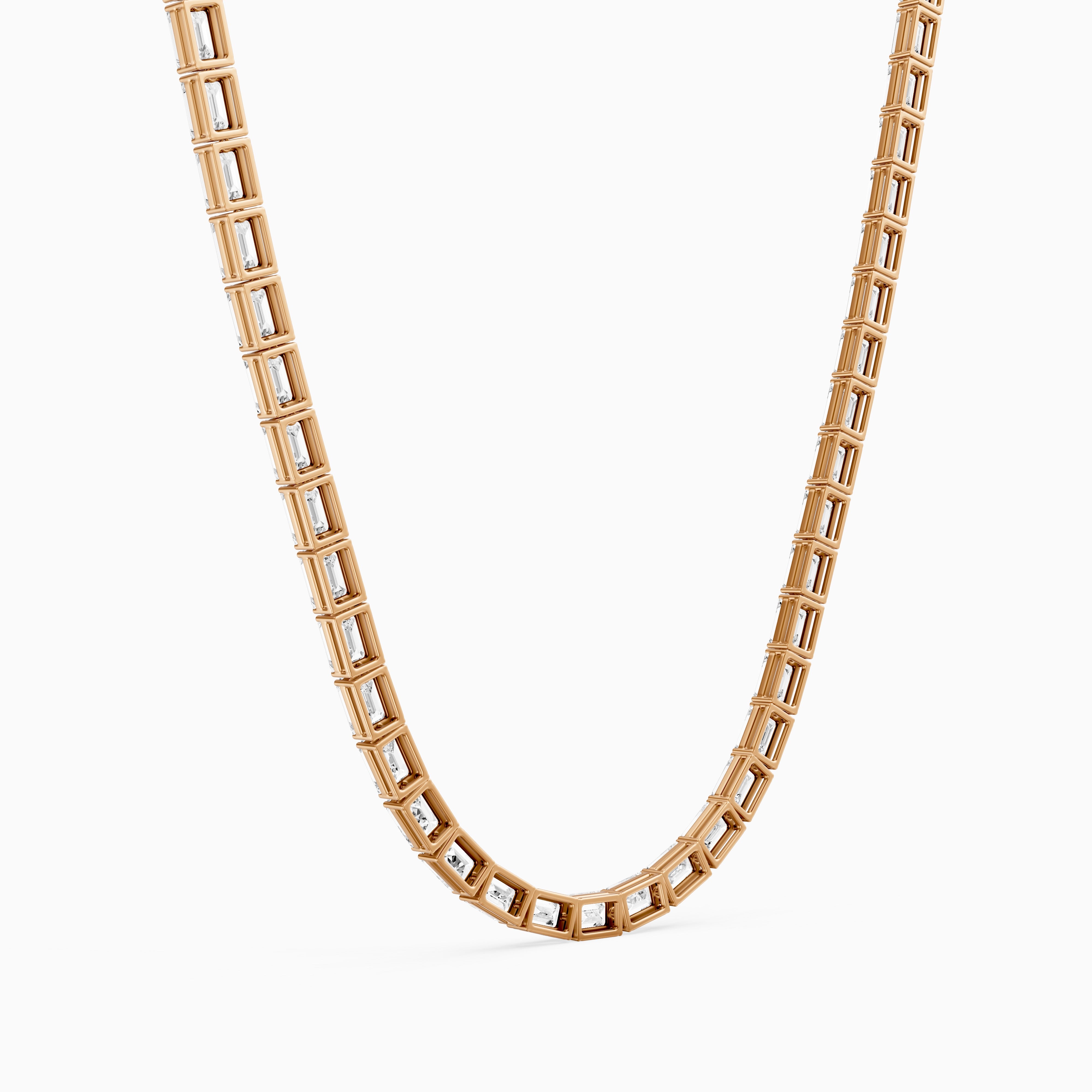 Genevieve Emerald Cut Lab Grown Diamond Four Prong Tennis Necklace