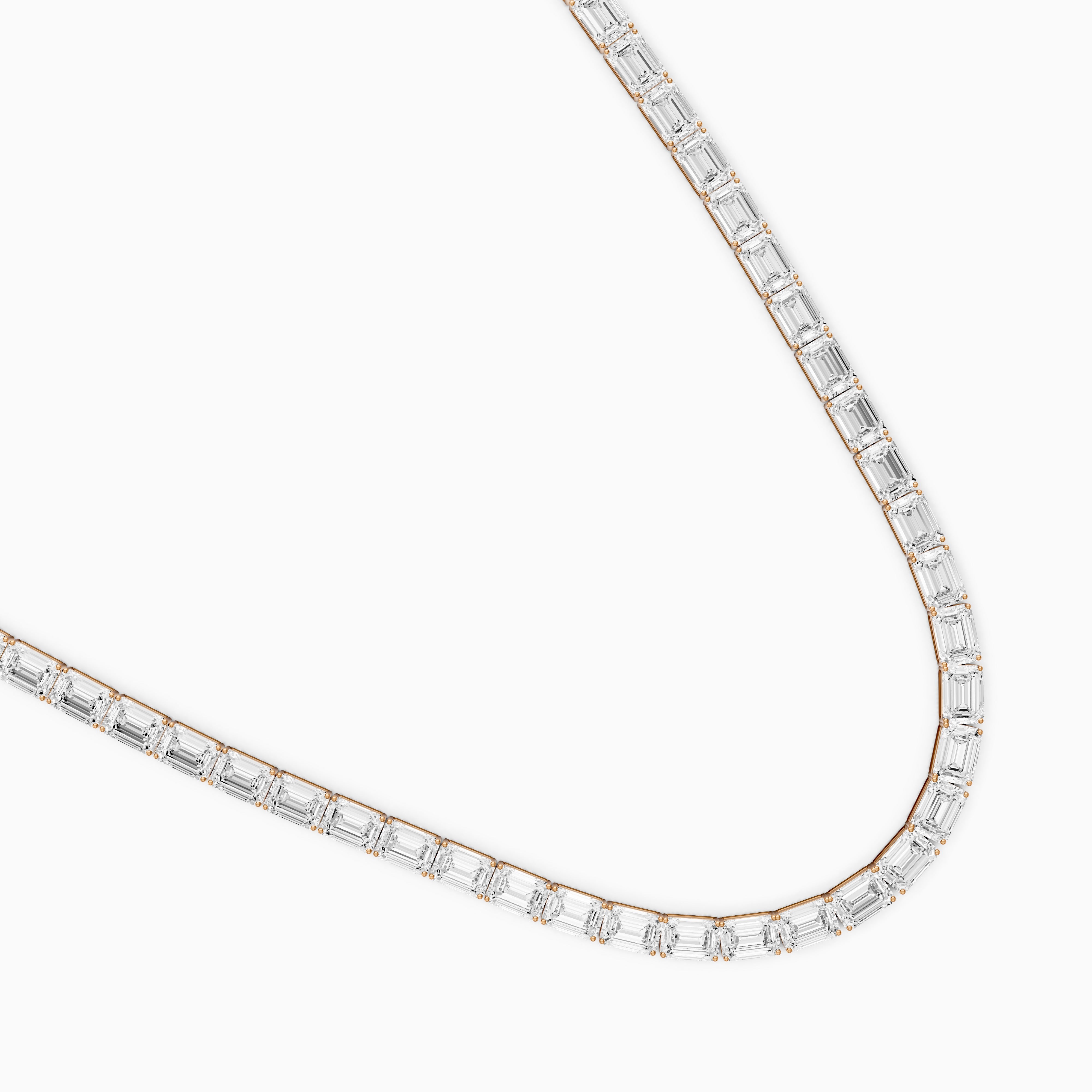 Genevieve Emerald Cut Lab Grown Diamond Four Prong Tennis Necklace
