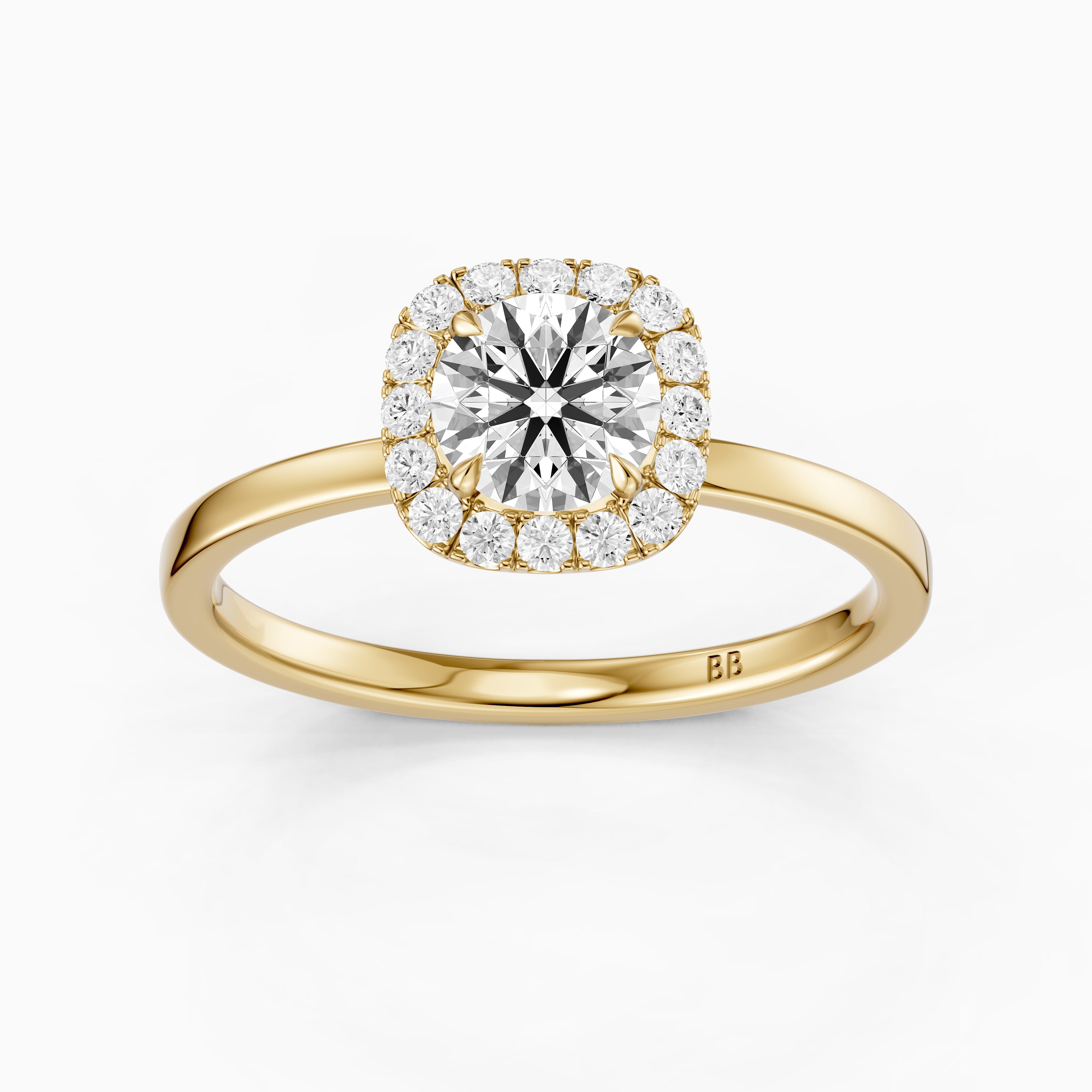 Stella Round Cut Halo Moissanite Diamond Engagement Ring
