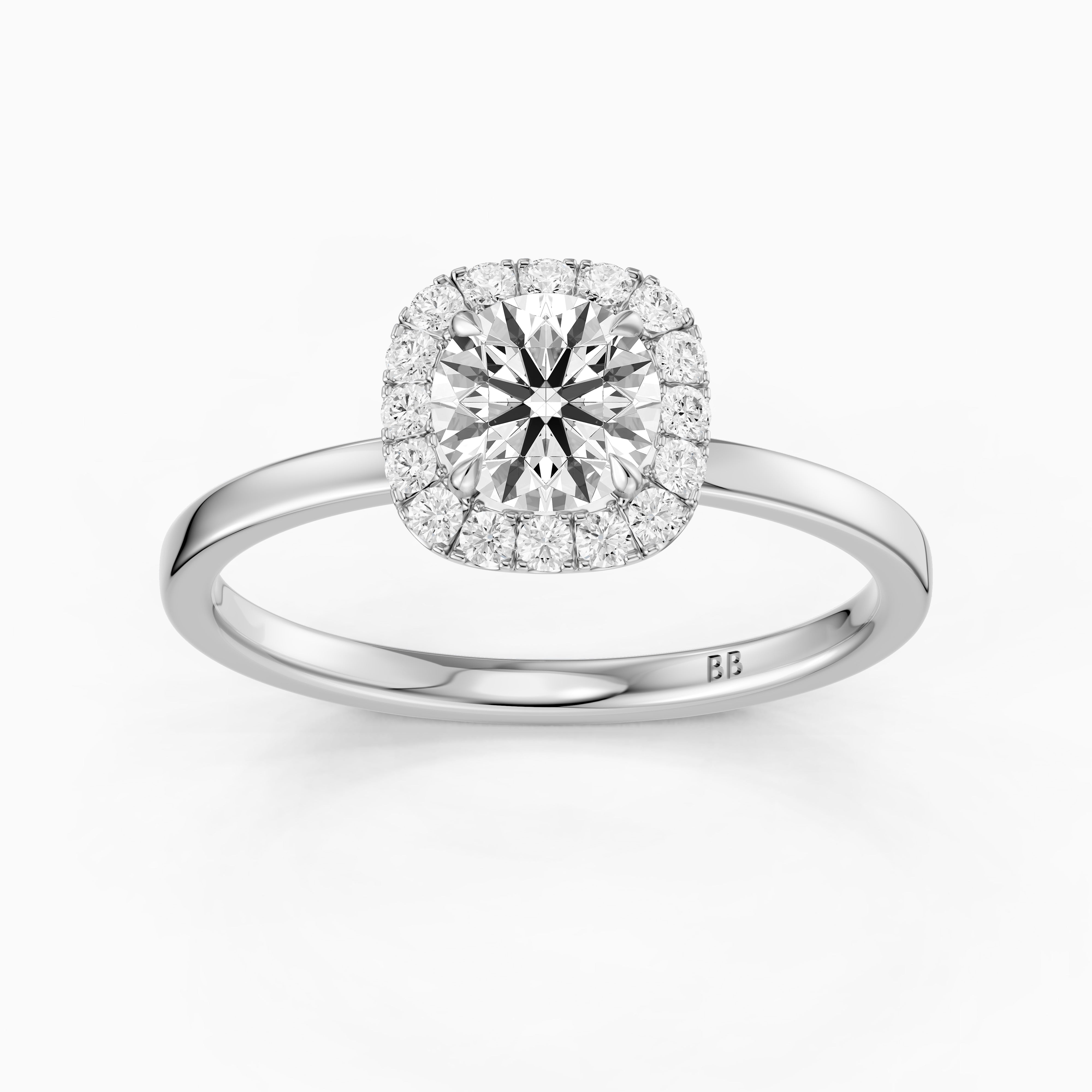 Stella Round Cut Halo Moissanite Diamond Engagement Ring