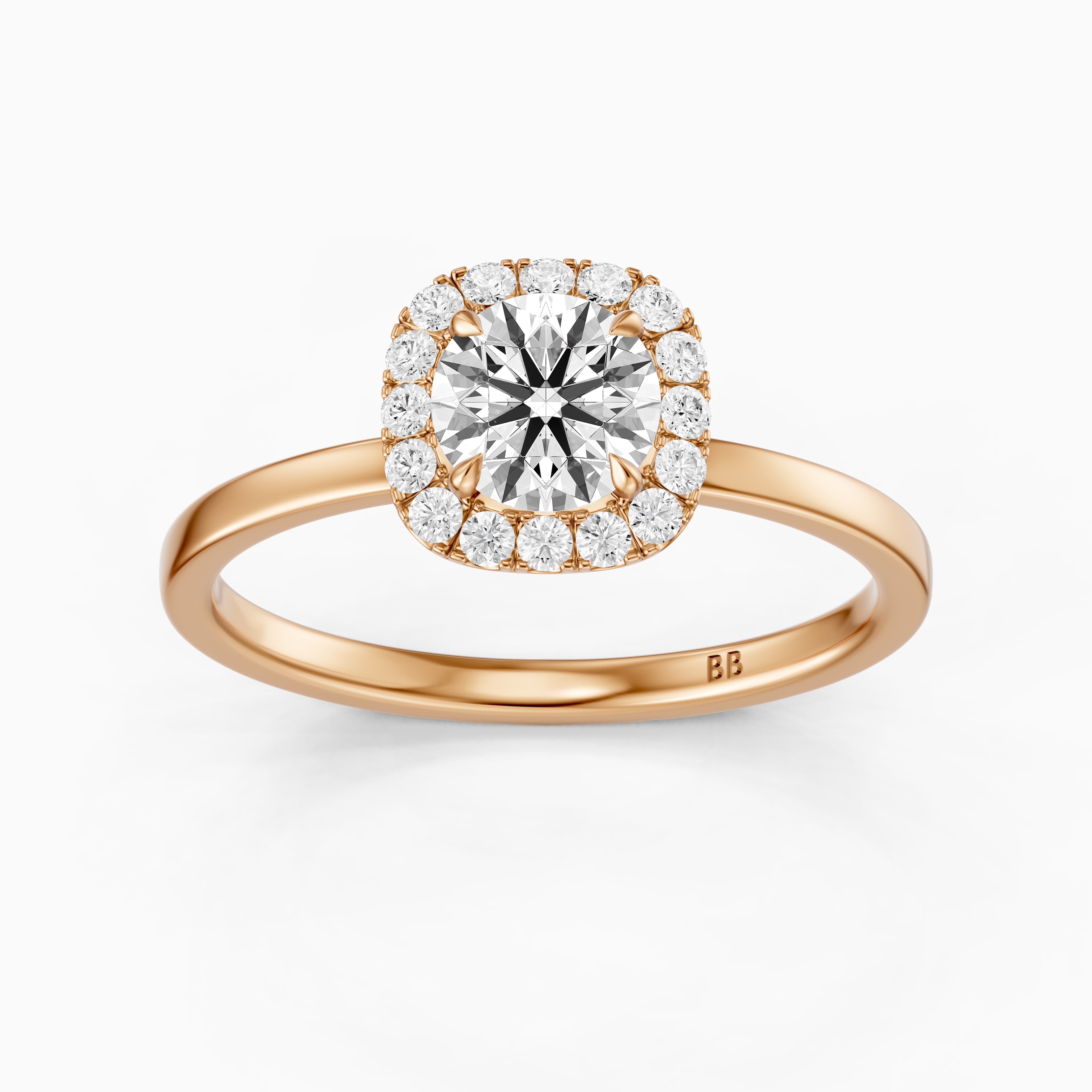 Stella Round Cut Halo Moissanite Diamond Engagement Ring