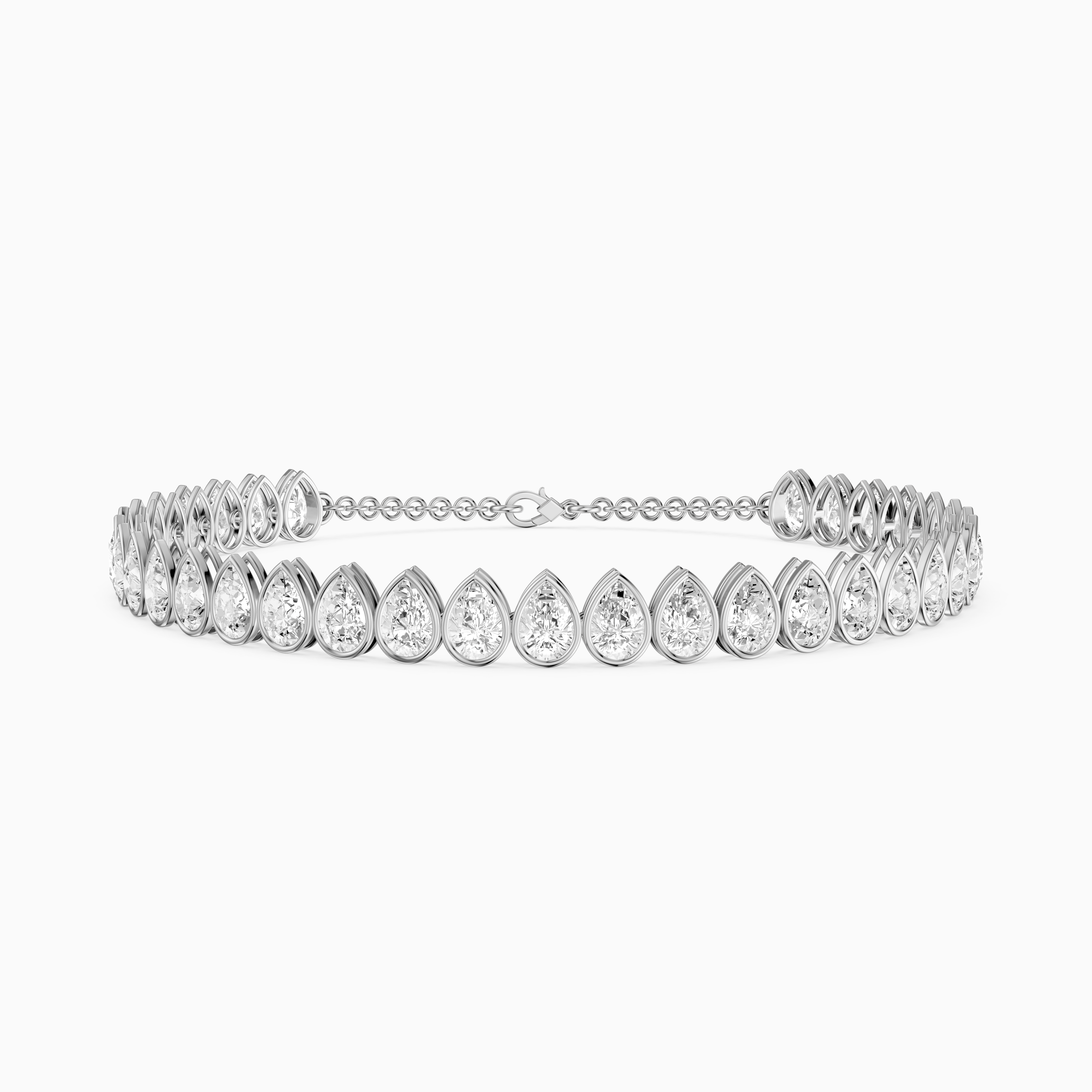 Jenielle Pear Lab Grown Diamond Bezel Tennis Bracelet