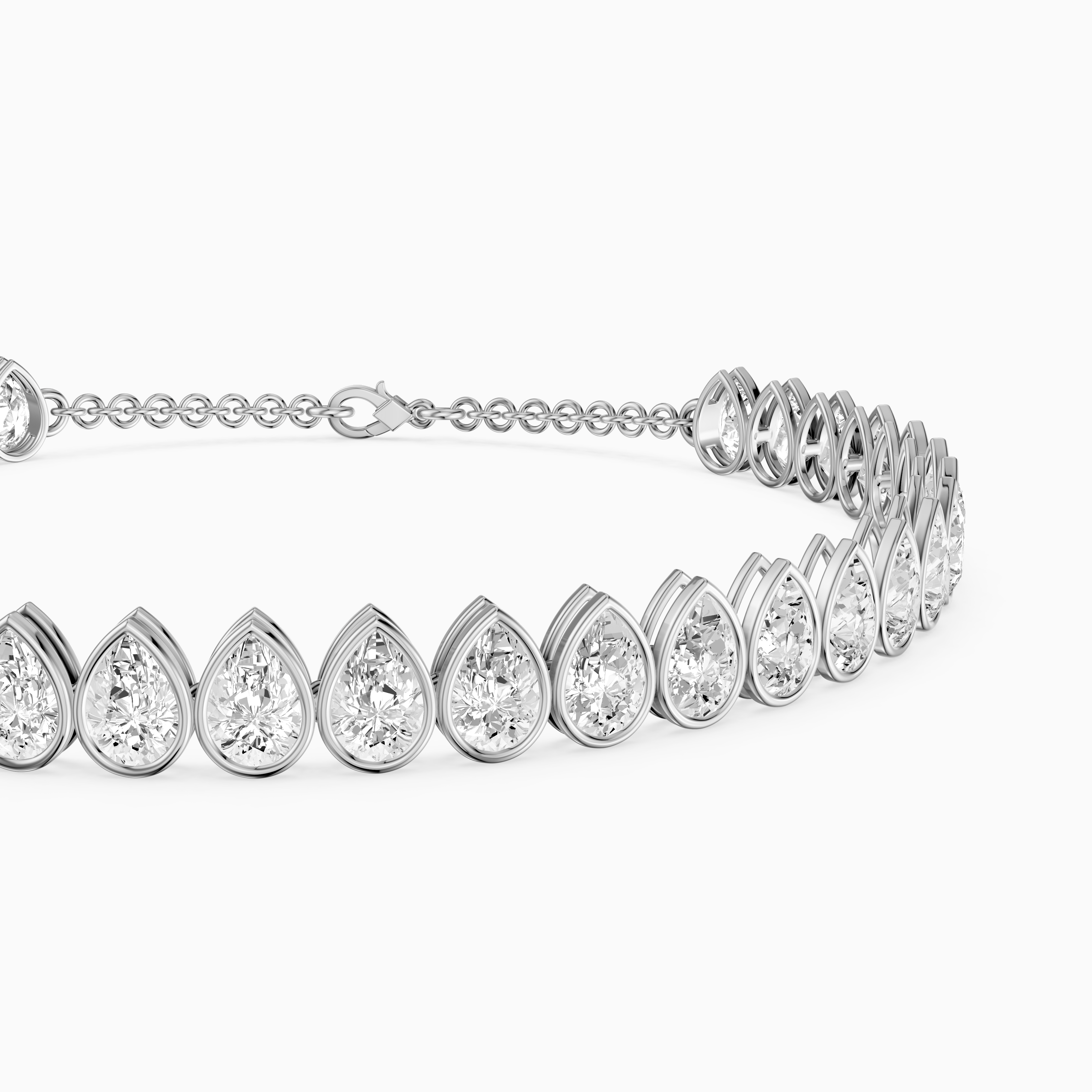 Jenielle Pear Lab Grown Diamond Bezel Tennis Bracelet