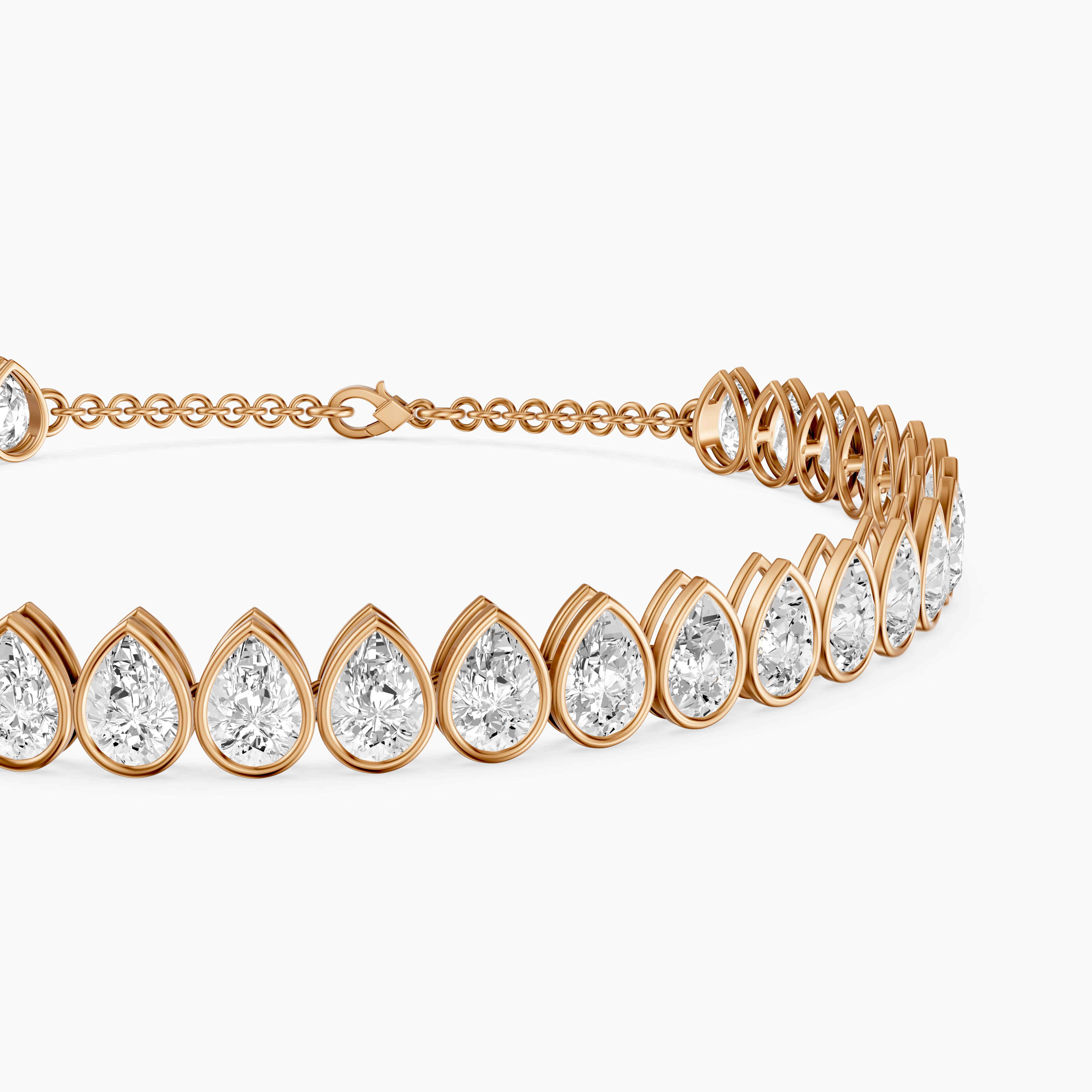 Jenielle Pear Lab Grown Diamond Bezel Tennis Bracelet